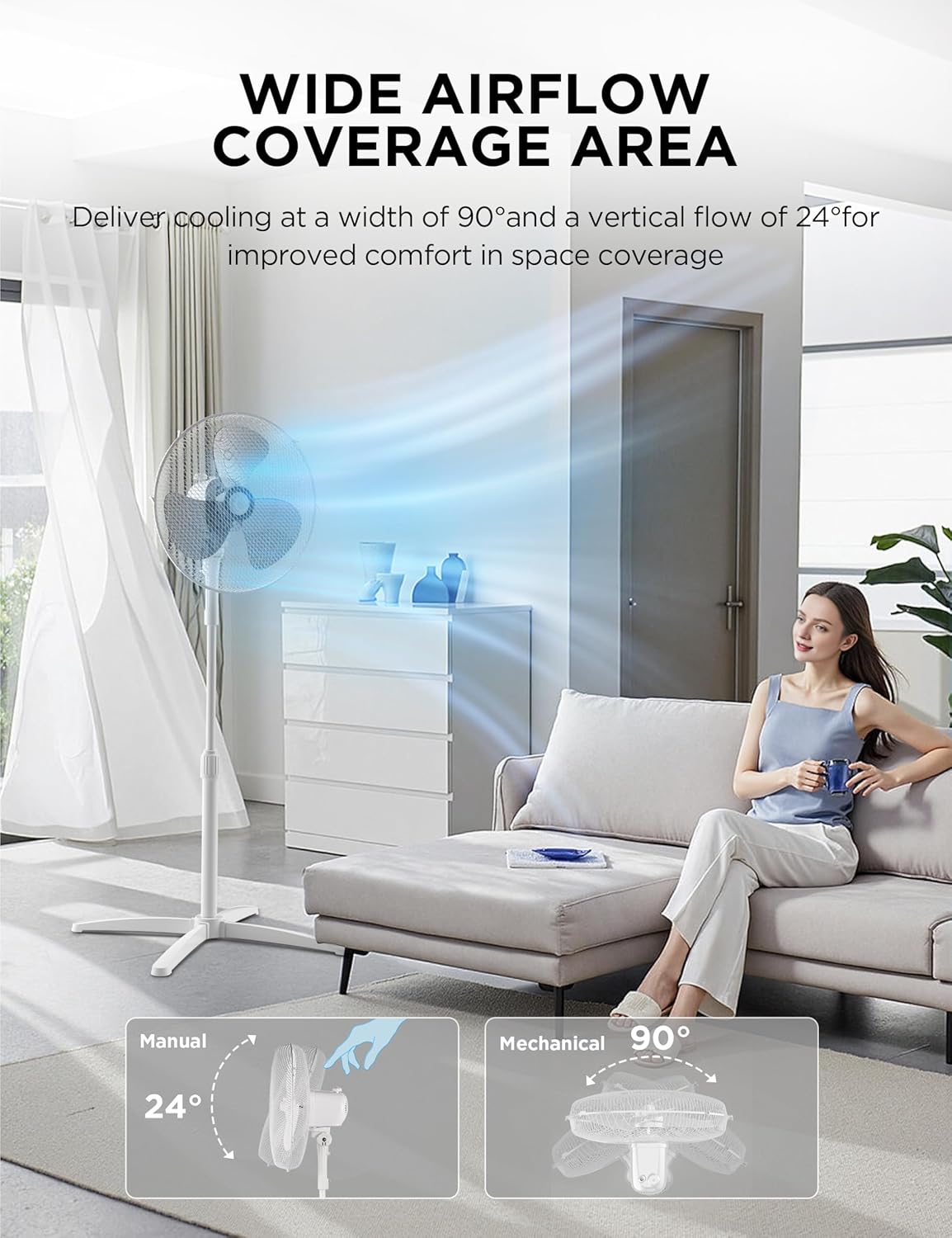 Detalle de Midea FS40-25MUK(WH) 40W Pedestal Fan