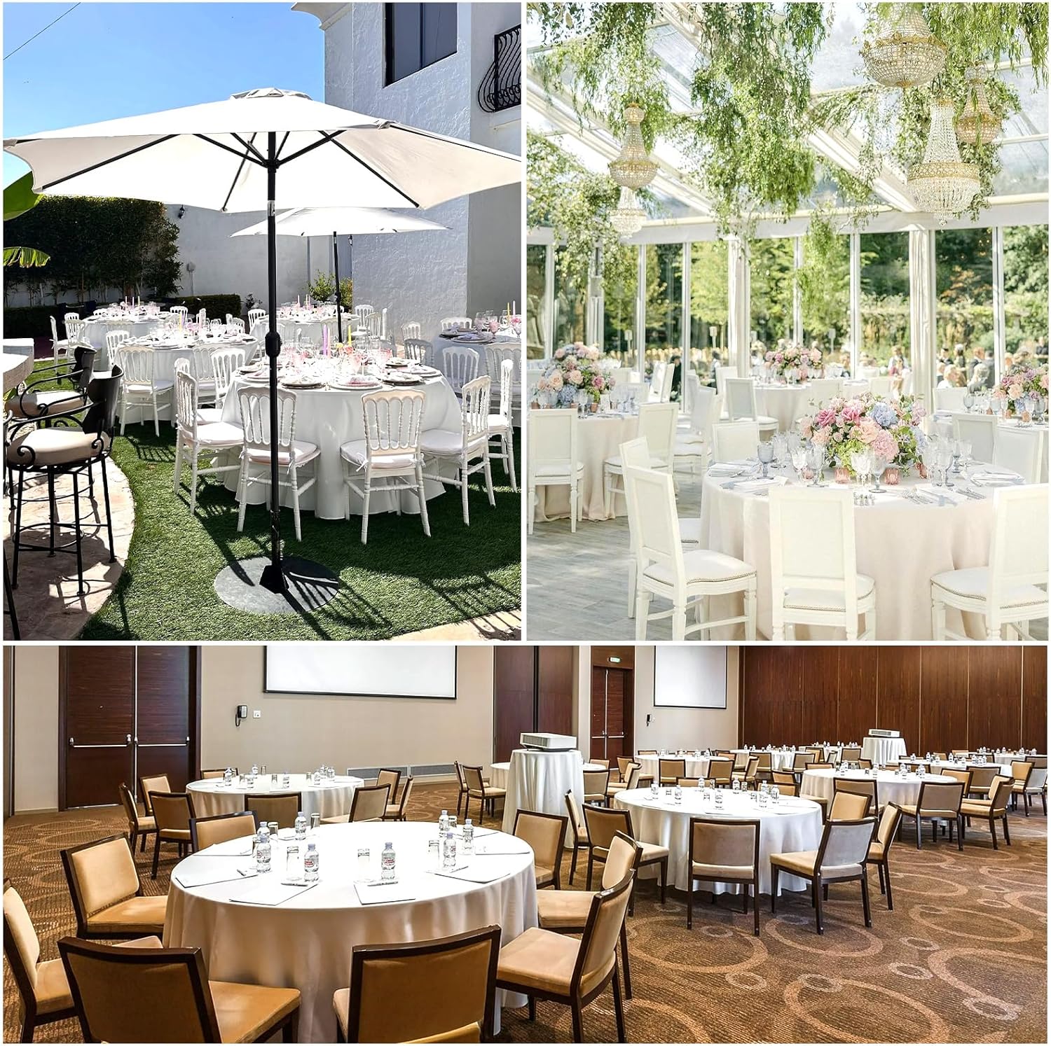 Thumbnail 6 de RestfulGlow 8-Pack 108-Inch White Round Tablecloth (Washable Polyester) for Round Tables