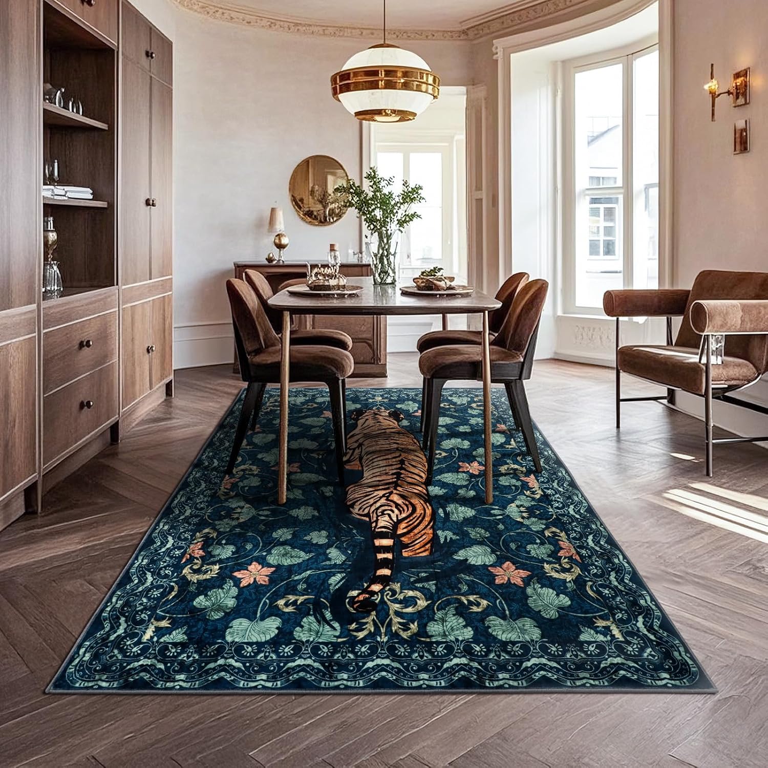 Detalle de TUKDAK Waschbarer Teppich 120×180 cm Grün – weicher Short-Flair mit rutschfester Rückseite