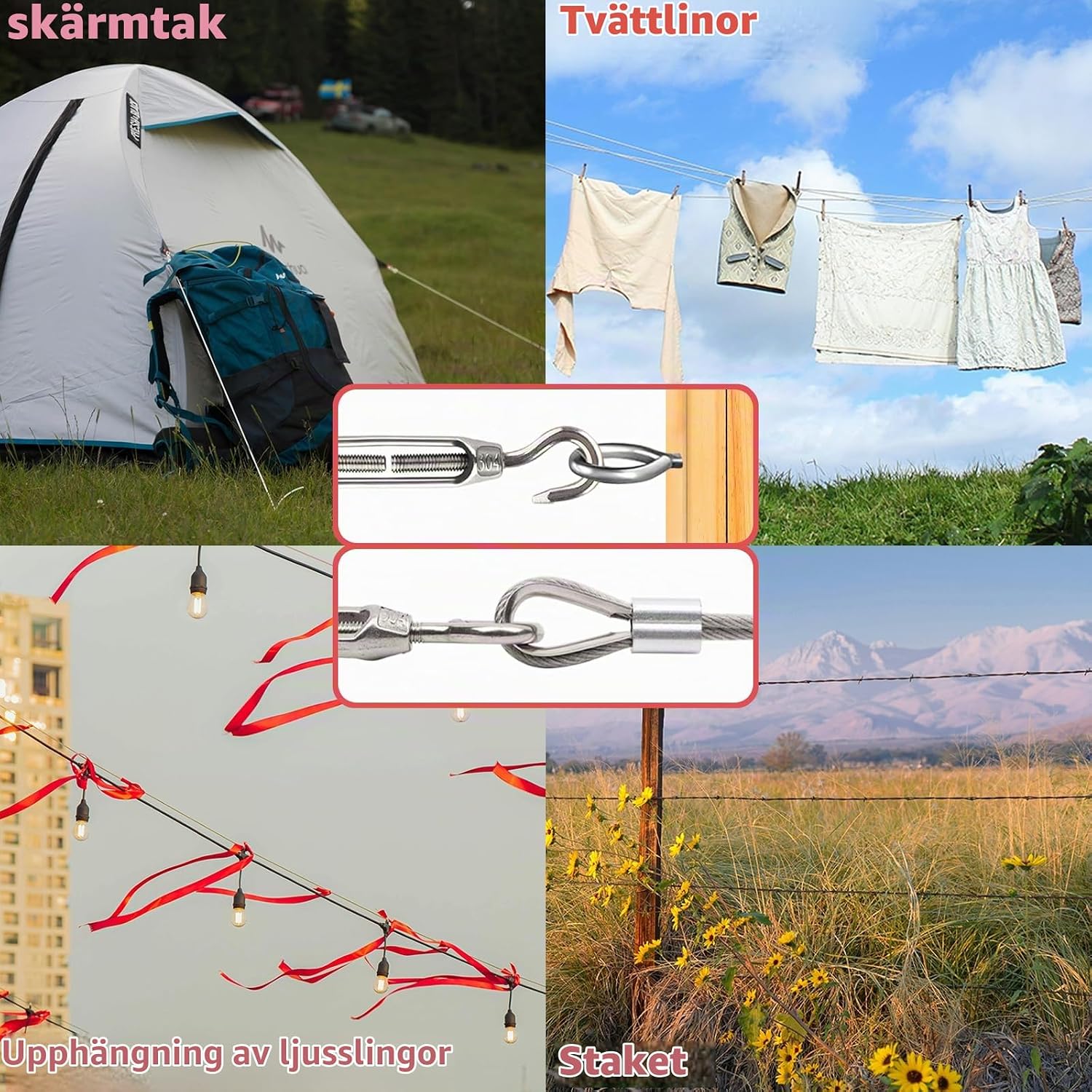 Thumbnail 6 de AMZSKU 64-delars vajerkit med 35 m 3 mm rostfri stålvajer
