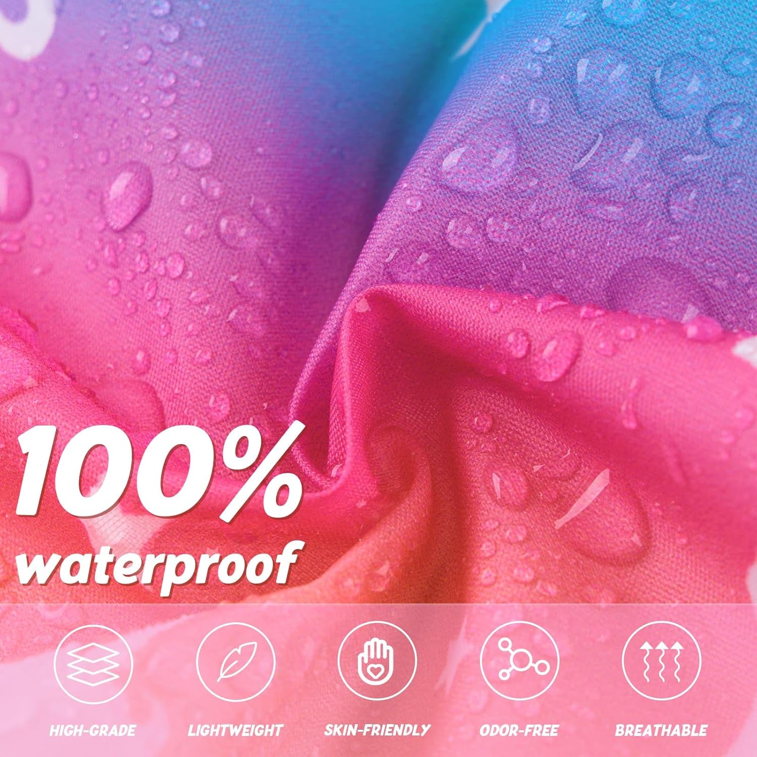 Detalle de WAWSAM Kids Rain Poncho: Lightweight, Waterproof Rainbow Unicorn Poncho for Outdoors