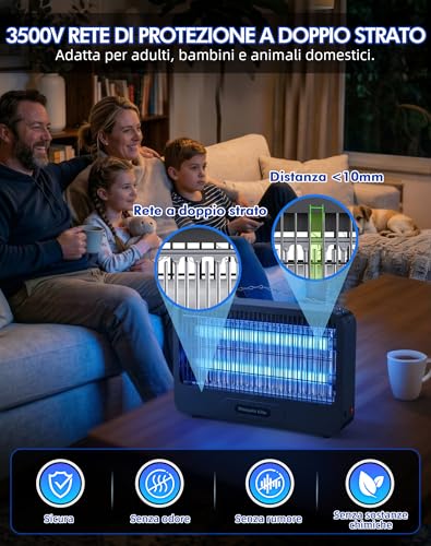 Thumbnail 3 de Lampada Antizanzare Elettrica 3500V Pochrus | Zanzariera UV 20W per Interno/Esterno, Copertura 100 m²