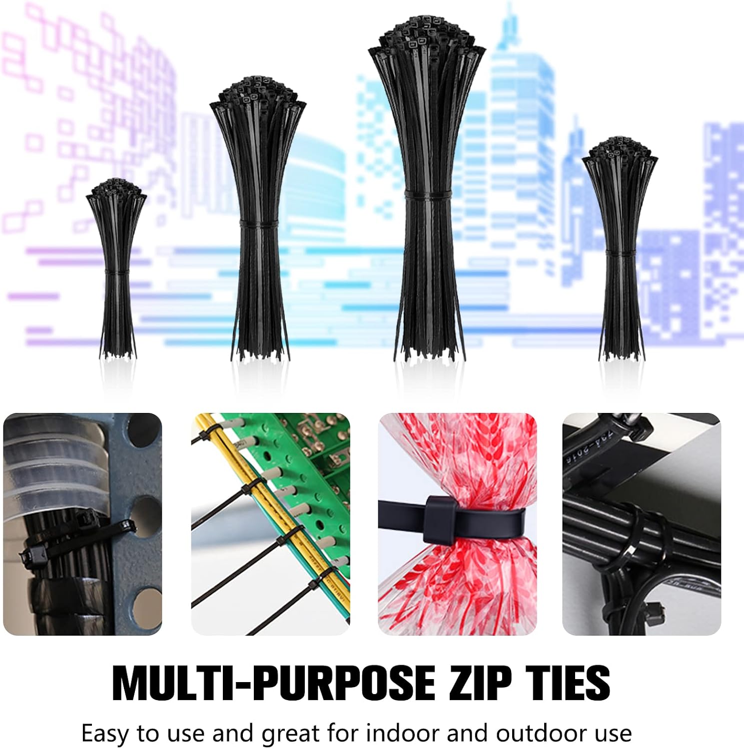 Thumbnail 6 de HAVE ME TD Cable Zip Ties 400 Pack – Assorted 4, 6, 8, 12 Inch, Self-Locking Nylon