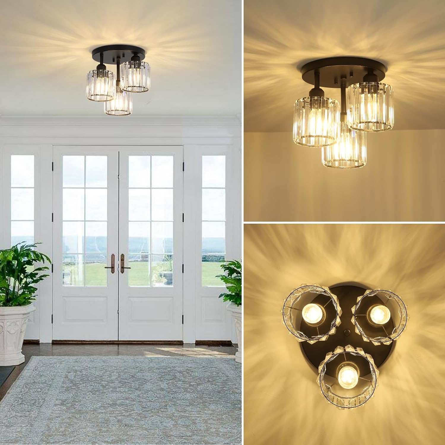 Detalle 2 de Rayofly Modern Crystal Chandelier 3-Light