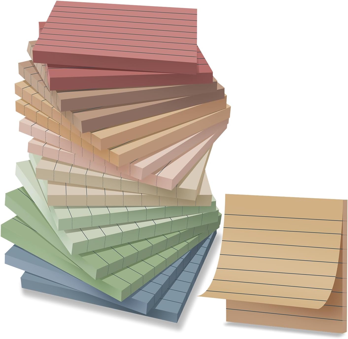 Thumbnail 6 de Wowivy 16 Pack Lined Sticky Notes (3 x 3 in) – 8 bright colours, 880 sheets total