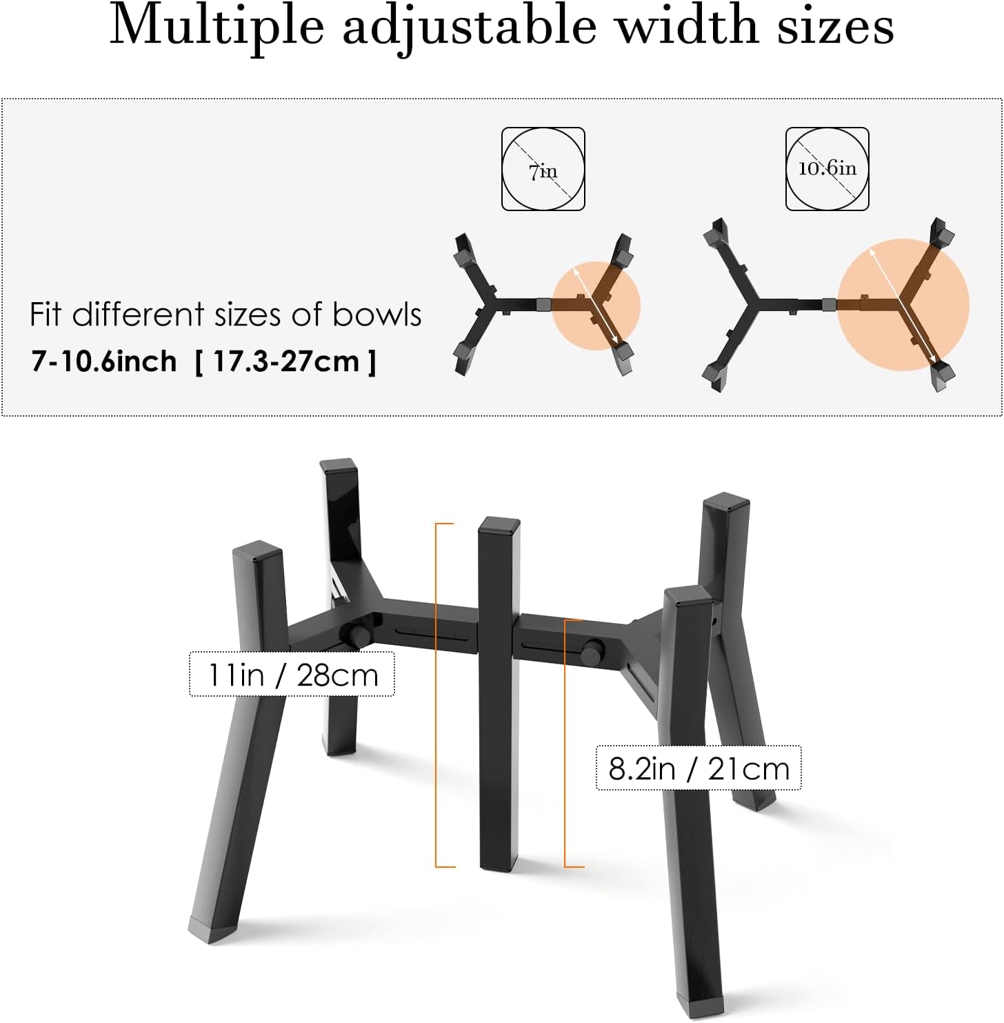 Detalle 2 de ADENGL supporto per ciotole rialzate per cani taglia media e grande, larghezza regolabile 18–27 cm