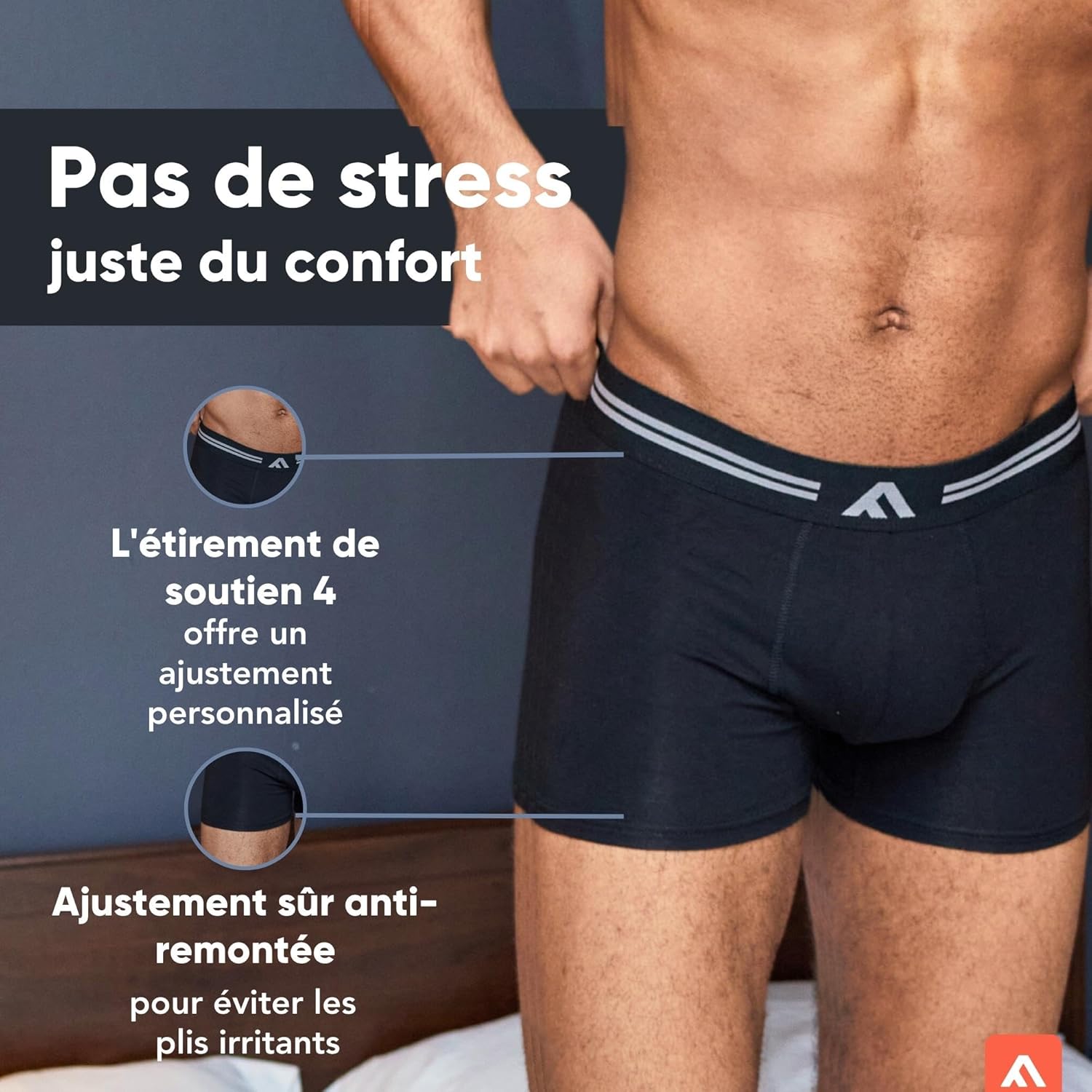 Detalle 2 de FM London – Lot de 5 Boxers très Doux en Bambou, sans étiquette, coupe élastique, pour Homme