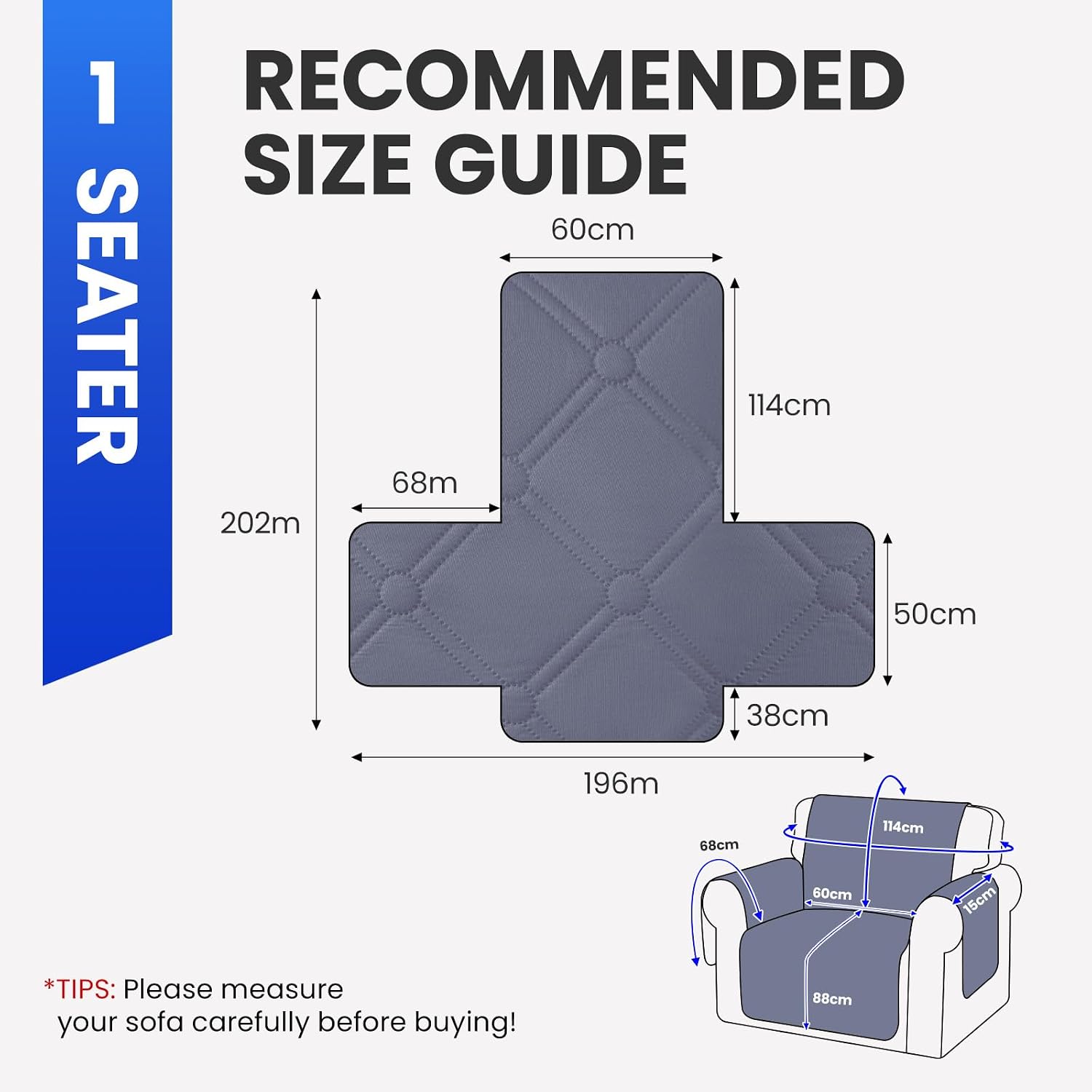 Detalle de Ystyle Funda Sillón 1 Plaza impermeable 135 cm