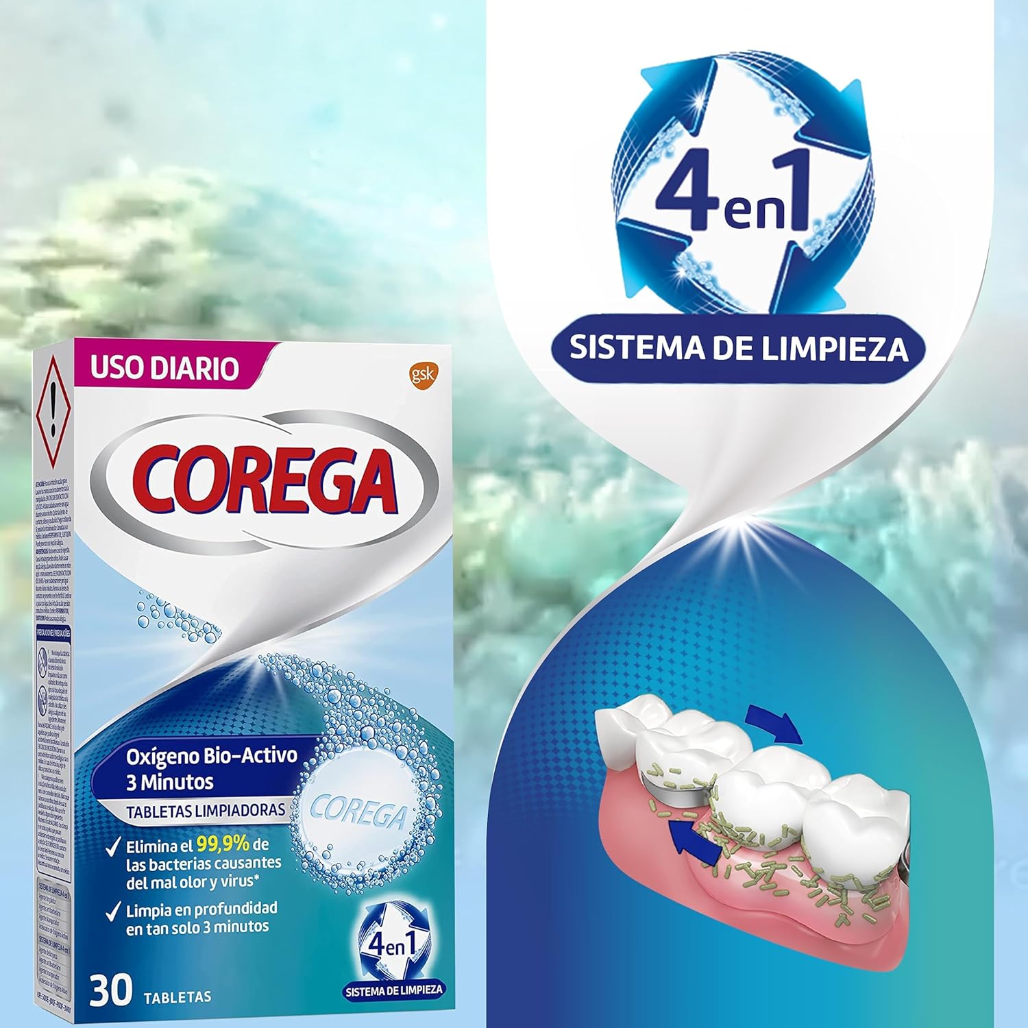 Thumbnail 5 de Corega Oxígeno Bio-Activo, Tabletas Para Prótesis Dentales 🦷