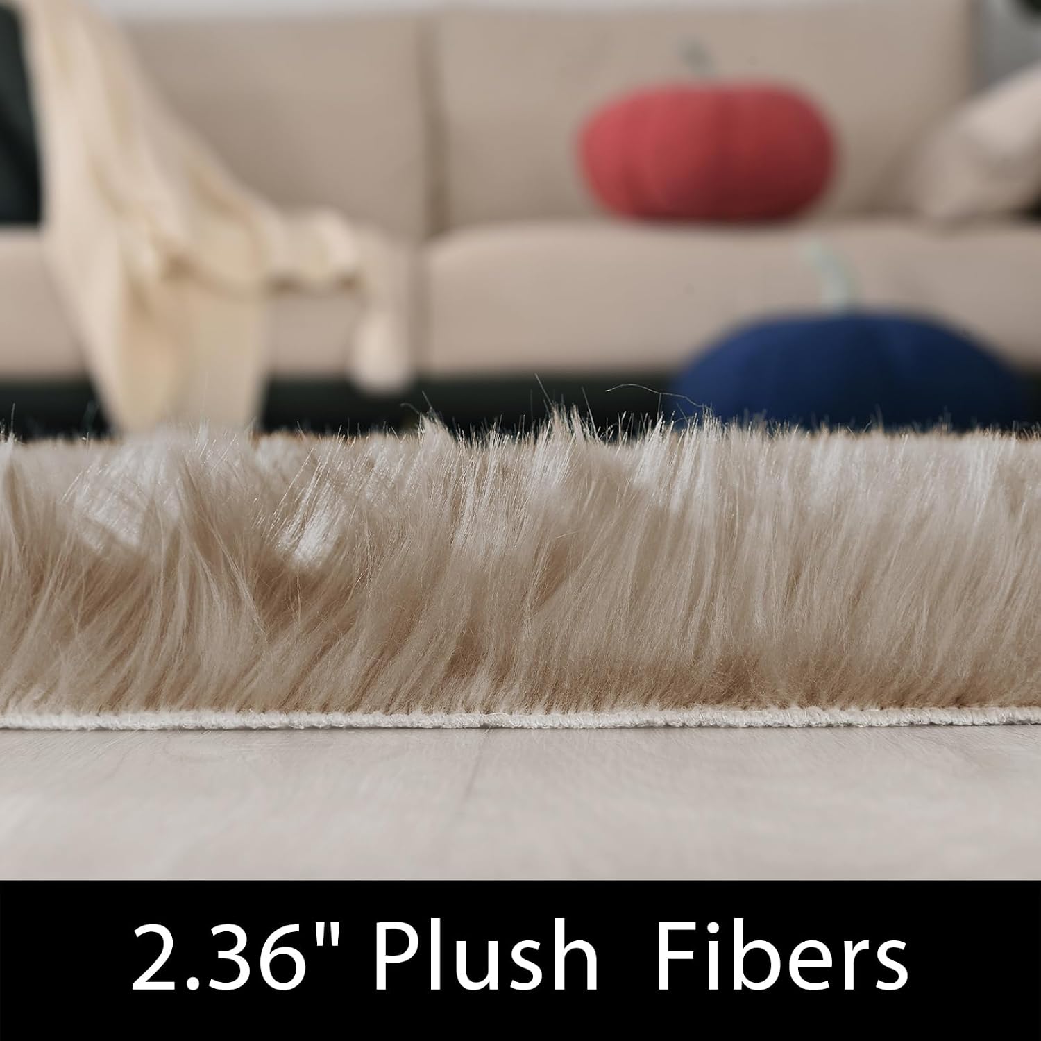 Detalle 2 de Latepis Shag Area Rug 6.7x10 Light Brown Beige