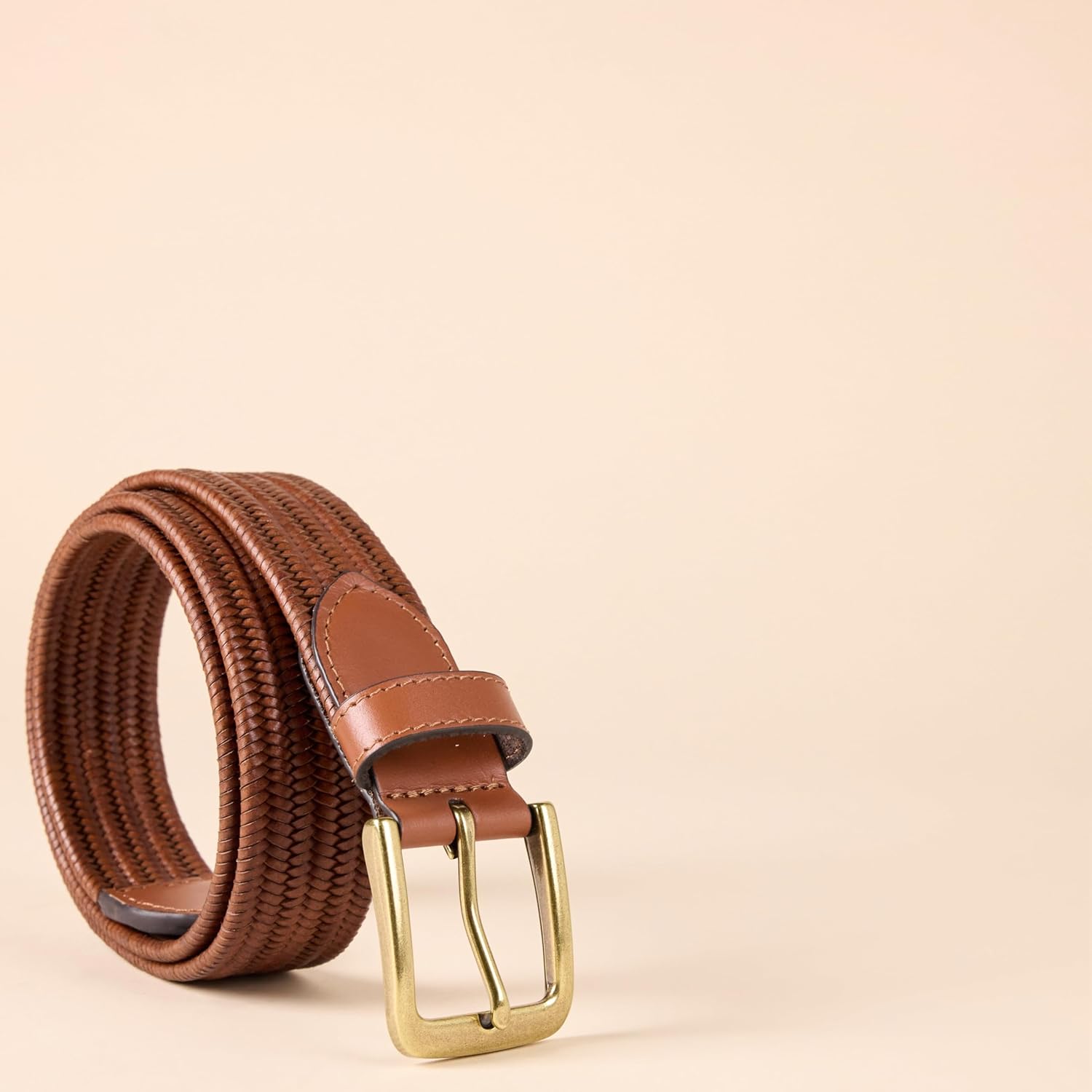 Thumbnail 1 de Herren Stretch-Webgürtel aus echtem Leder – Amazon Essentials Röhrenförmig