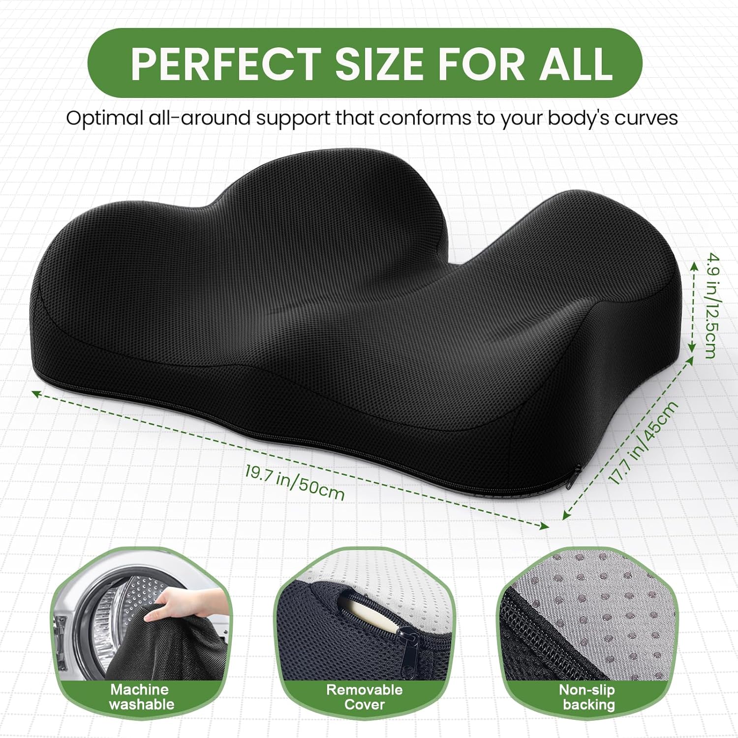 Detalle 2 de A-Pce Memory Foam Coccyx Seat Cushion for Tailbone Relief