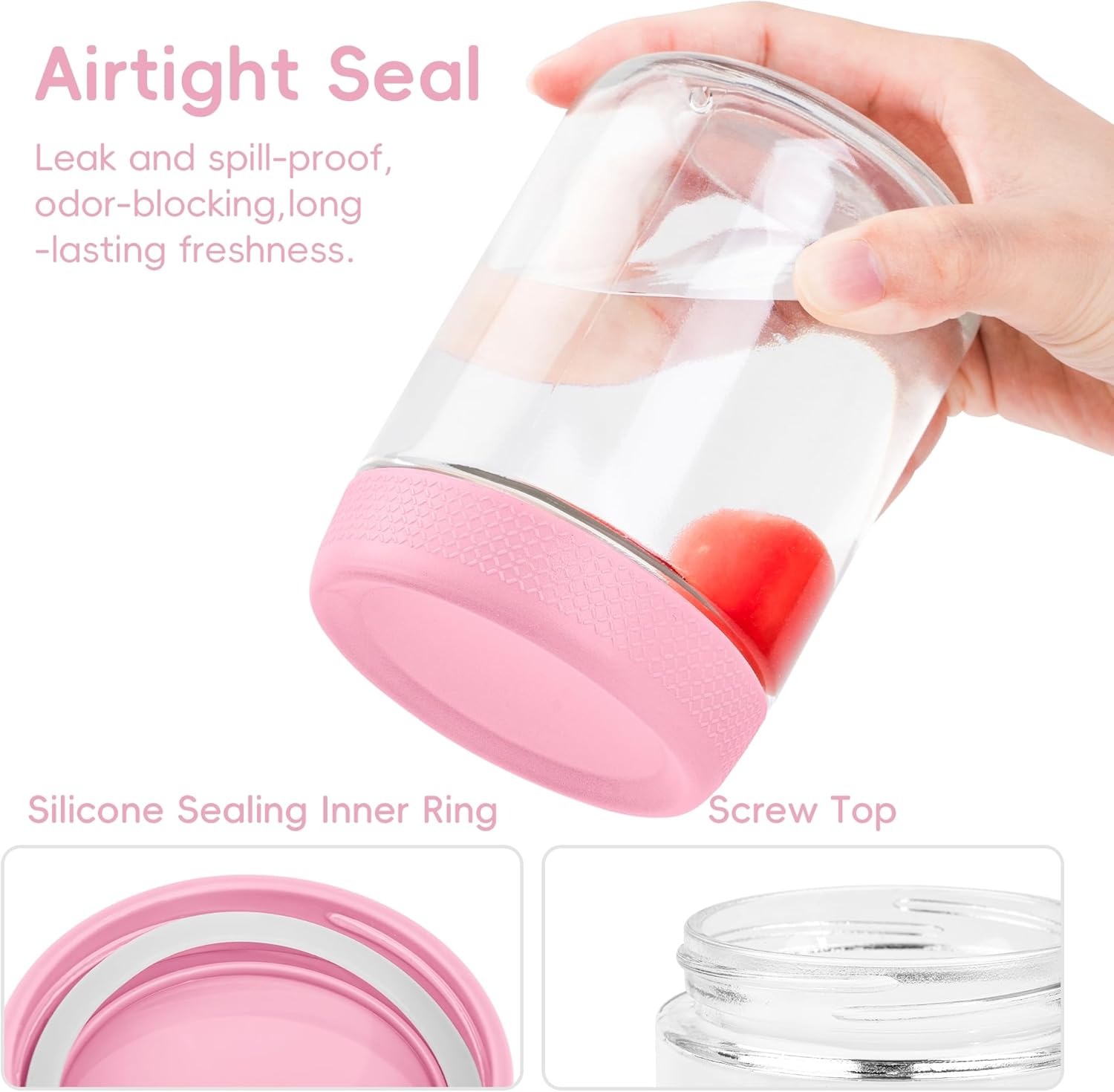 Detalle de Gemice 6-Pack 16 oz Overnight Oats Containers with Lids and Silicone Sleeves (Glass Mason Jars)
