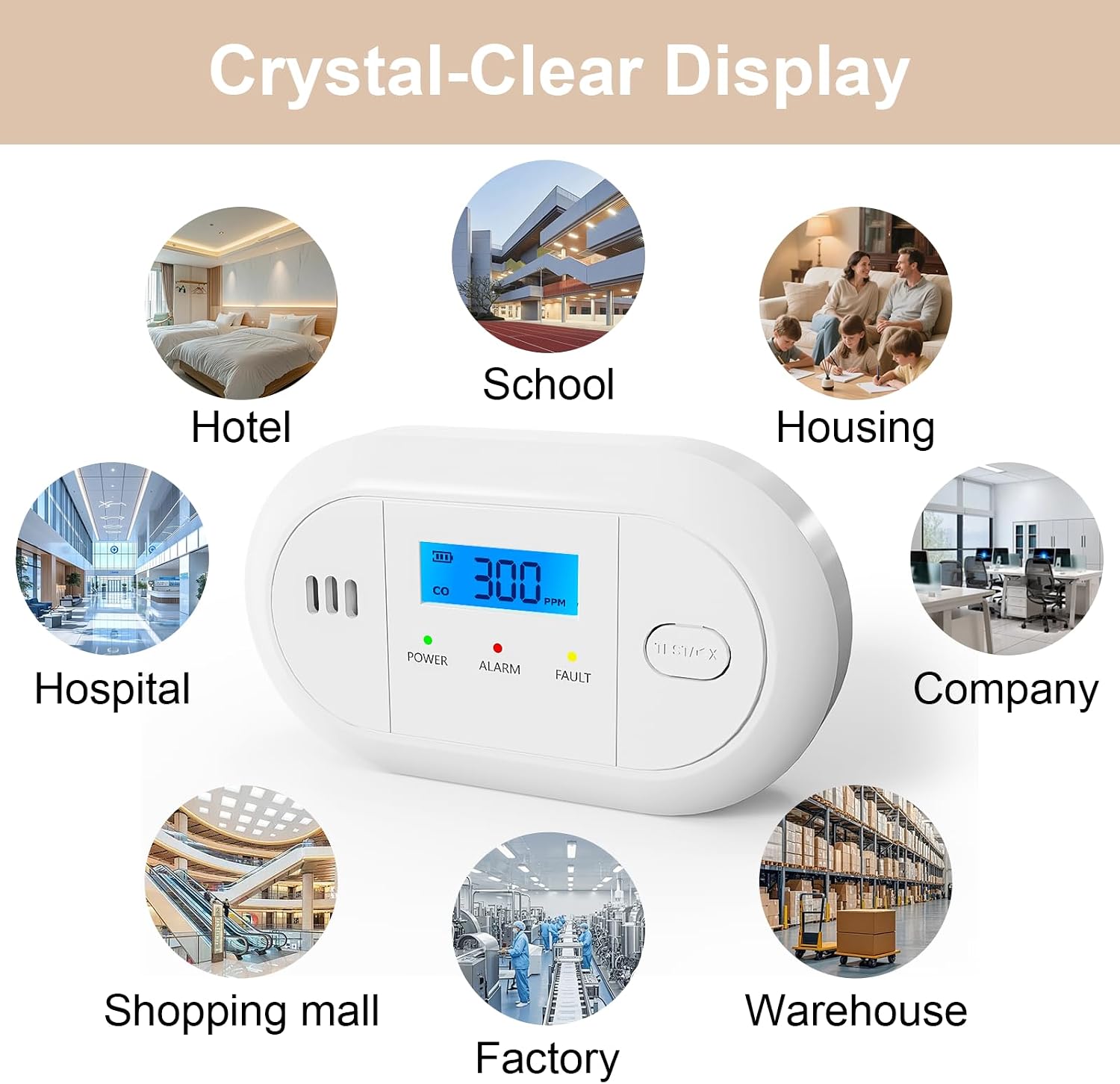 Thumbnail 6 de FUMIXTEX Carbon Monoxide Detector with LCD Display and Replaceable Battery