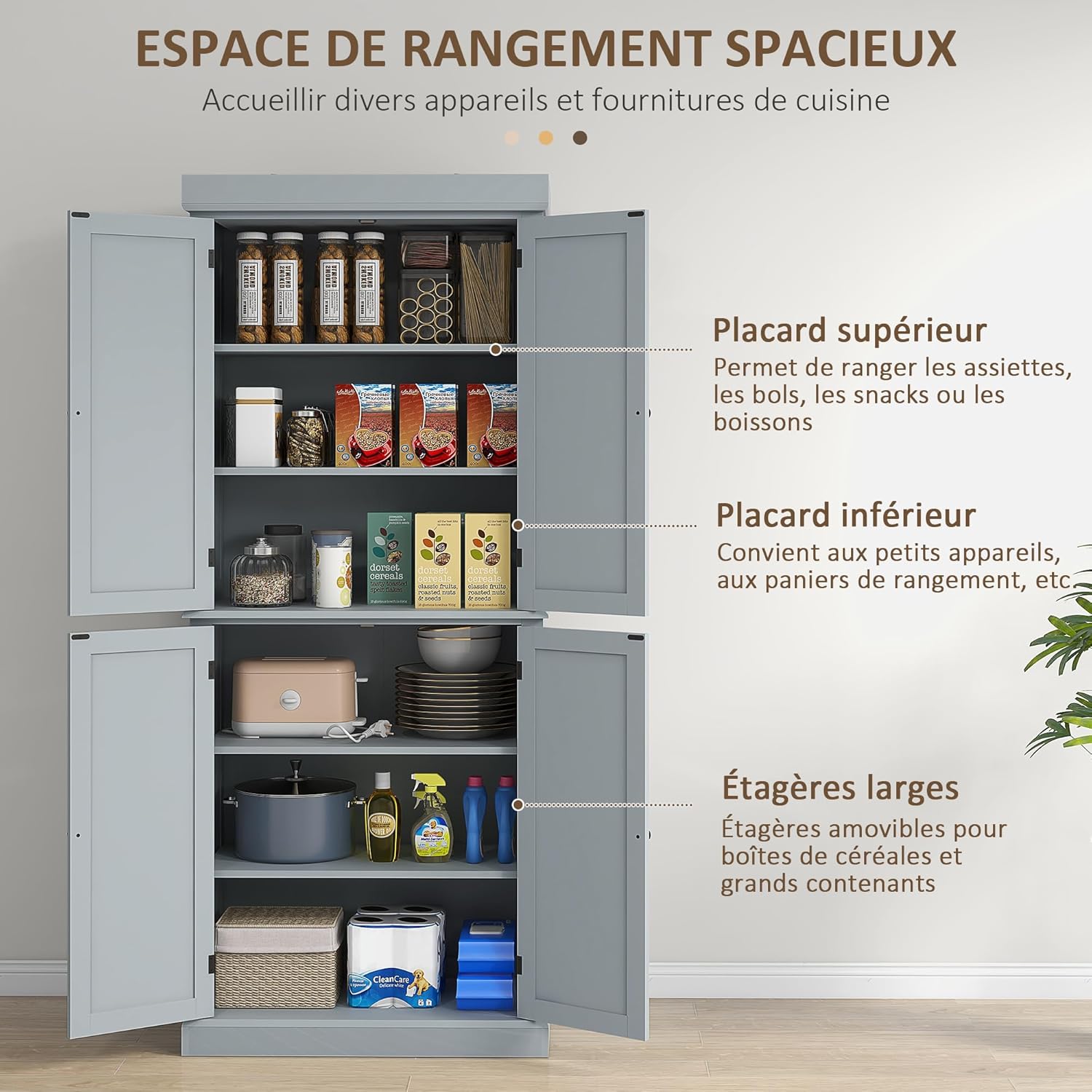 Thumbnail 3 de HOMCOM Armoire de Cuisine 76 x 40,5 x 184 cm