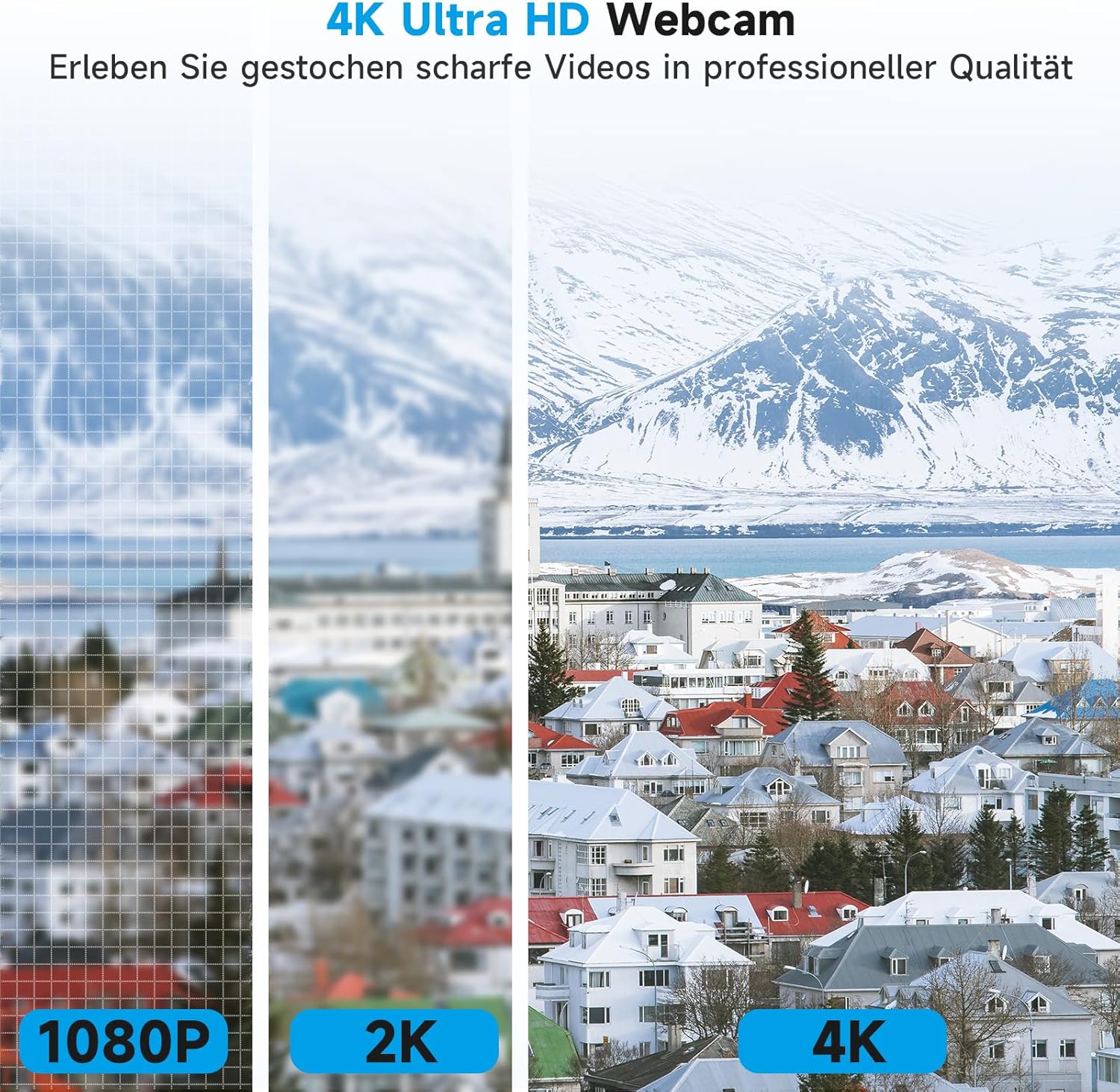 Detalle de AOC Webcam 4K Ultra HD mit Mikrofon, Privatsphärenabdeckung und Plug‑&‑Play
