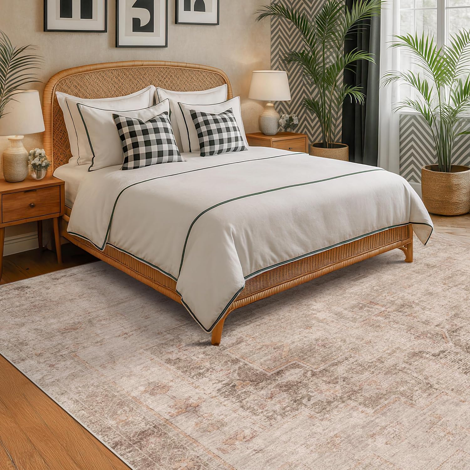Thumbnail 2 de Hazo Haus Farmhouse 8x10 Area Rug: Washable, Stain-Resistant & Non-Slip for Modern Living