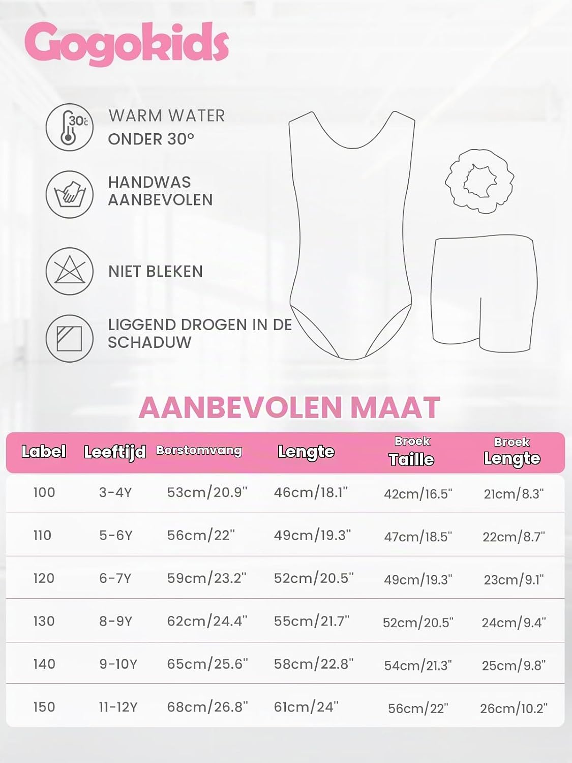 Detalle 1 de Gogokids turnpakset voor meisjes met kleurverloop, lovertjes en fladdermouwen