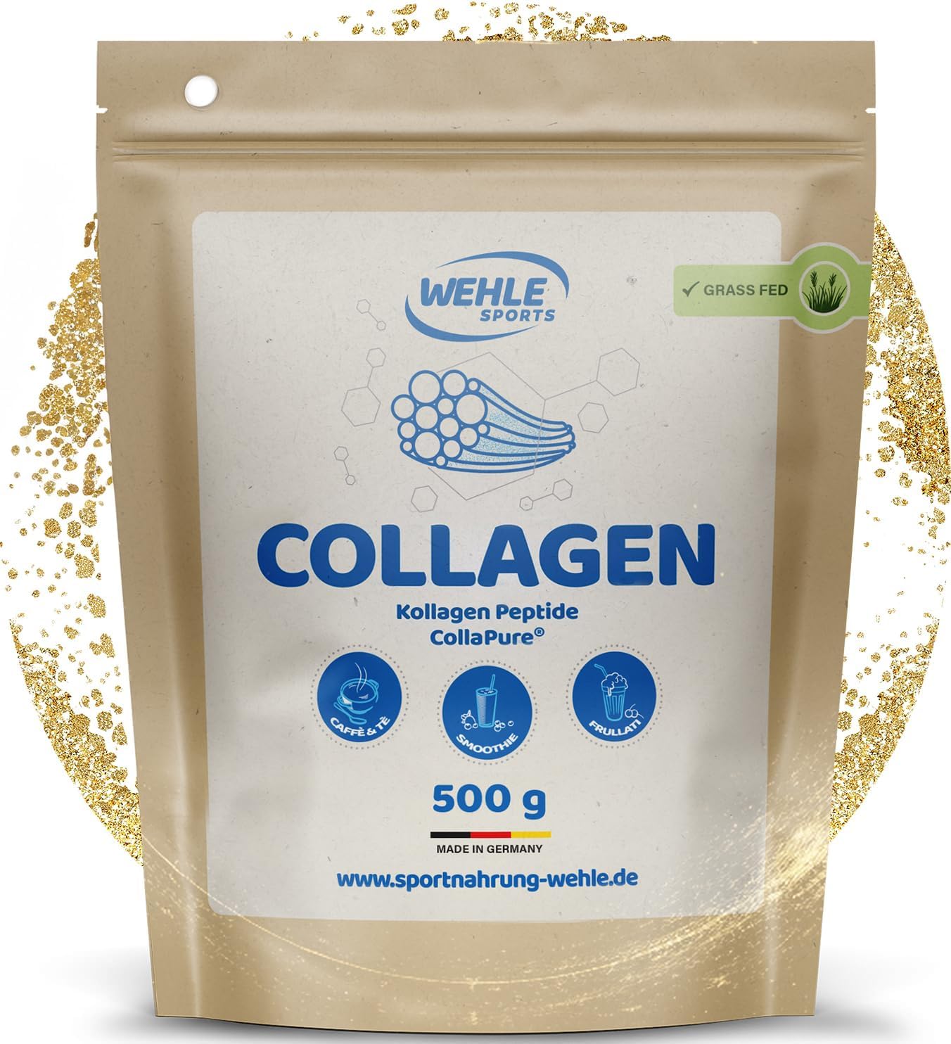 Detalle de Kollagen Kapseln hochdosiert von Wehle Sports – 315 Stück, 4550 mg Kollagen pro Tag