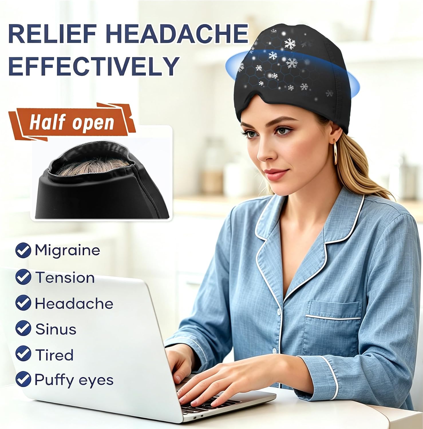 Thumbnail 4 de Whiteleopard Migraine Relief Cap, Reusable Gel Head Wrap for Hot & Cold Therapy