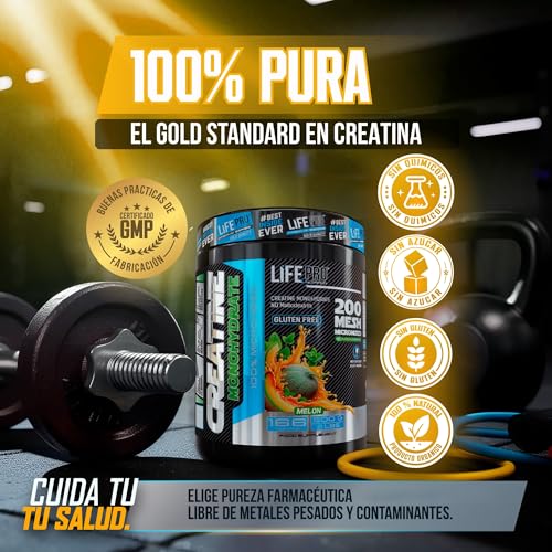 Detalle de Life Pro Creatina Monohidratada 200 Mesh Micronizada – 500 g (Melón)