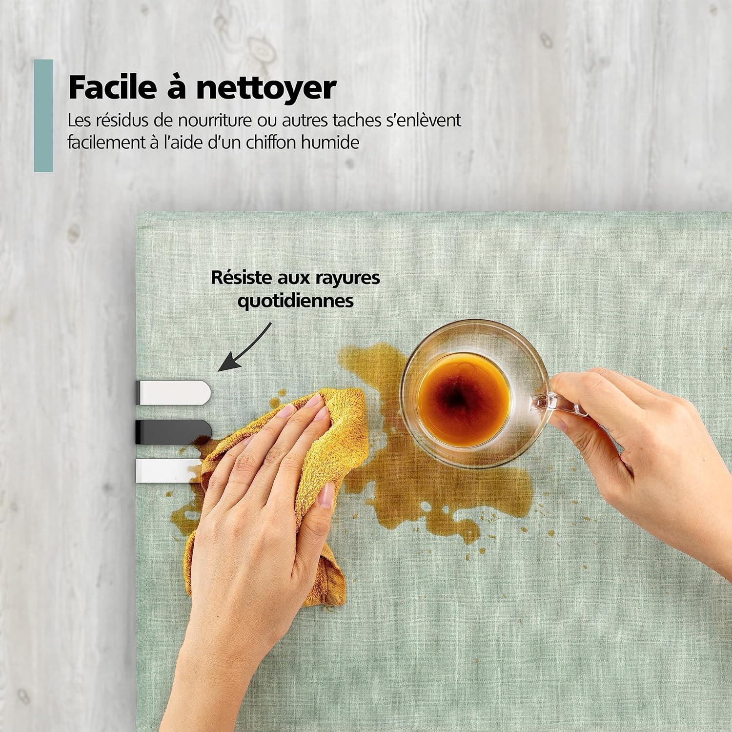 Detalle de Virea – Lot de 4 pinces à nappe noir en acier inoxydable (pour tables jusqu’à 5 cm d’épaisseur)