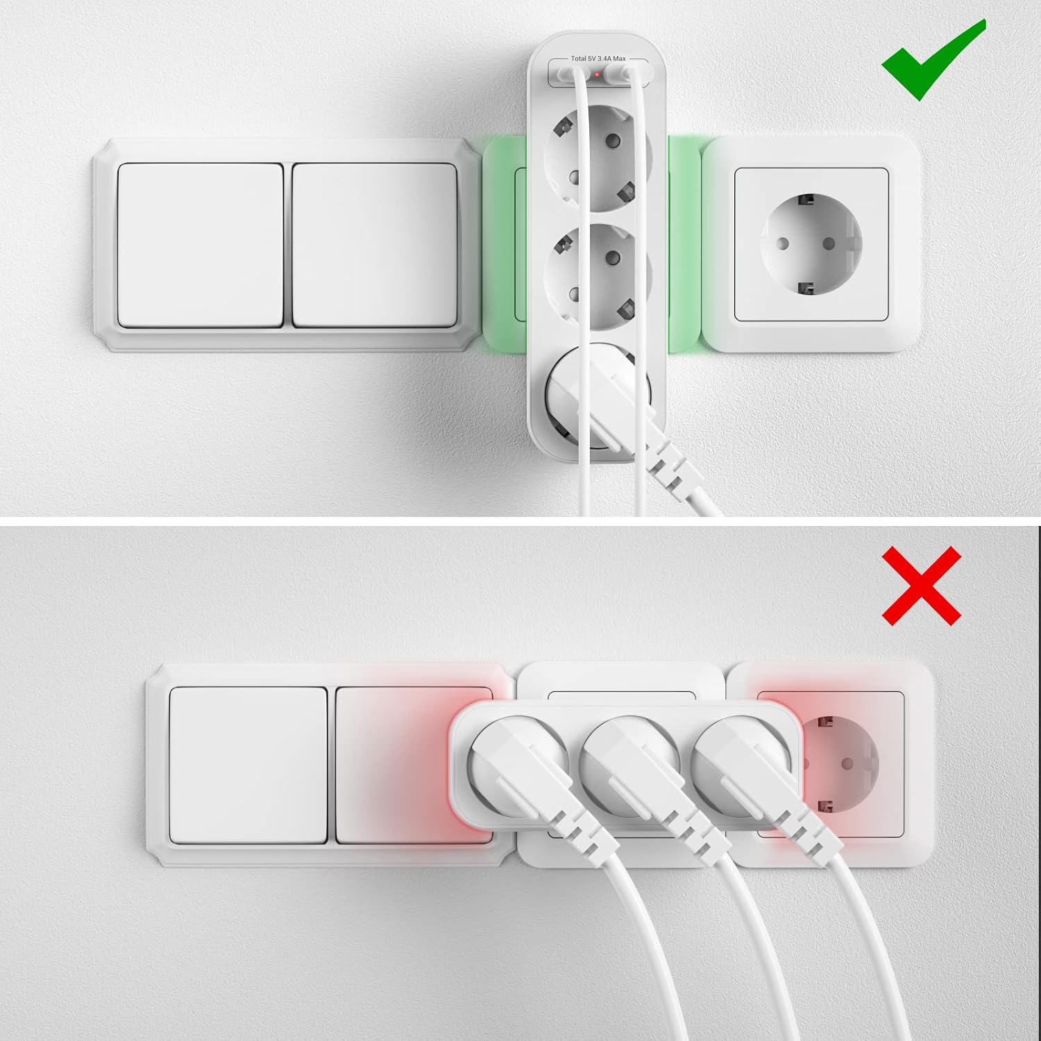 Thumbnail 5 de Multiprise Murale 3 Prises USB C 16A 2 USB