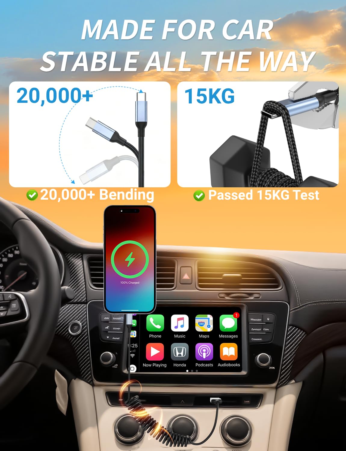 Thumbnail 2 de Coiled USB C Cable for Android Auto