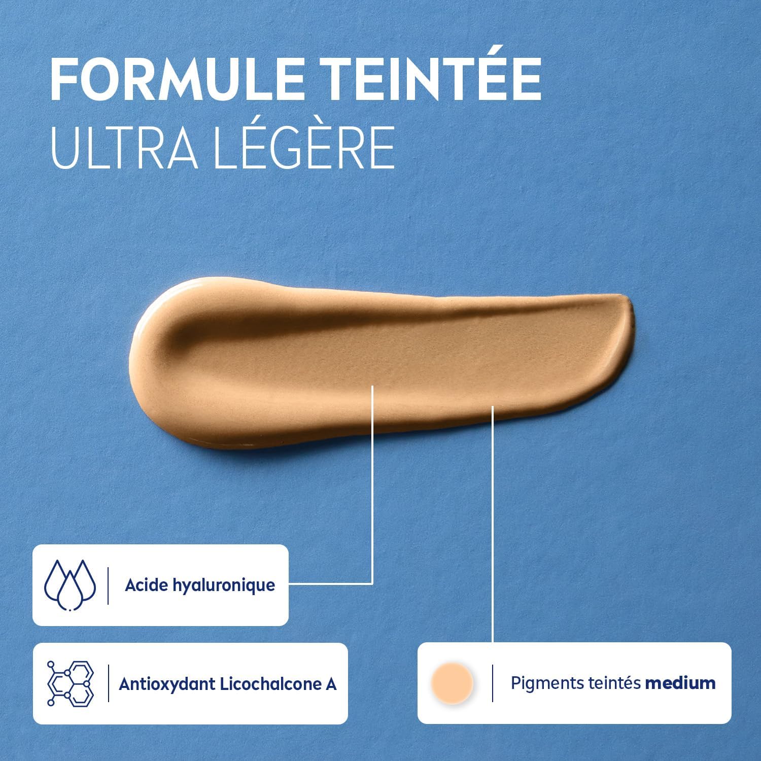 Detalle de NIVEA SUN Fluide Teinté UV Quotidien FPS 50+ – visage hydratant et unificateur (Medium, 40 ml)