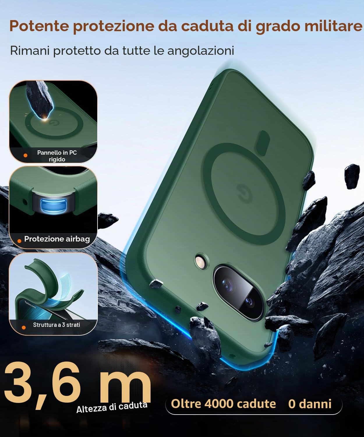 Detalle de CANSHN Cover Magnetica per Google Pixel 9a (6.3”) – protezione completo obiettivo, verde profond