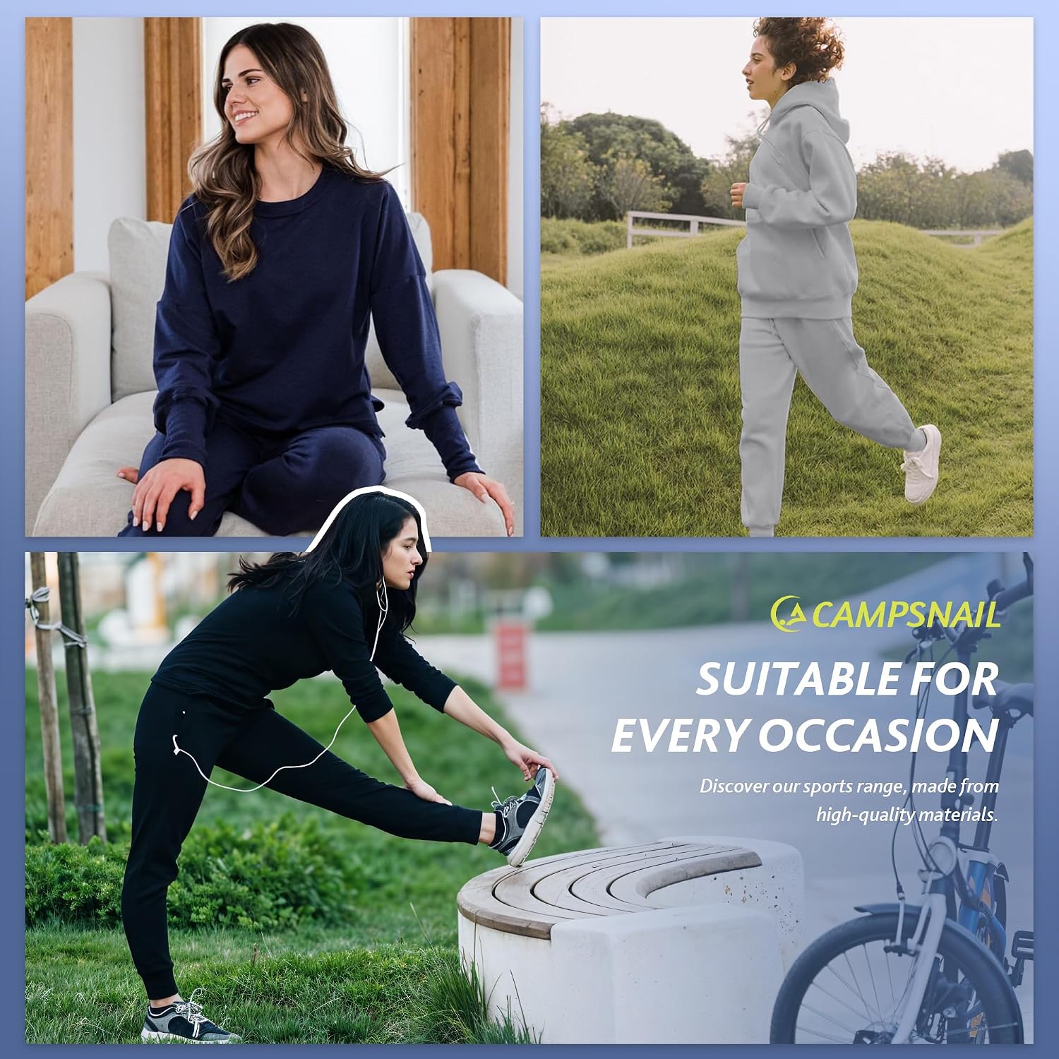 Detalle de 4 Pack Joggers for Women - Lightweight Ultra-Soft Sweatpants with Pockets