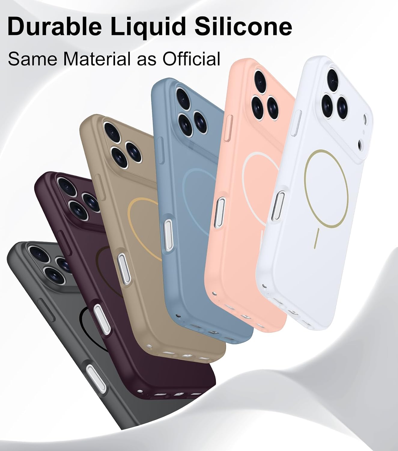 Detalle 2 de hitfine Magnetic Silicone Case for iPhone 17 Pro Max/18 Pro Max, MagSafe, Light Blue