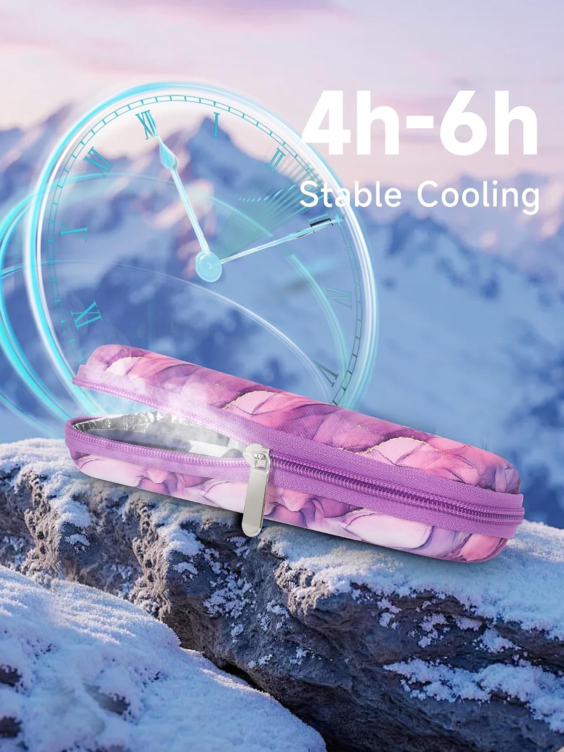 Thumbnail 2 de YOUSHARES Manjaro Travel Case – Insulin Cooler Travel Case with 2 Ice Packs (Marble Purple)