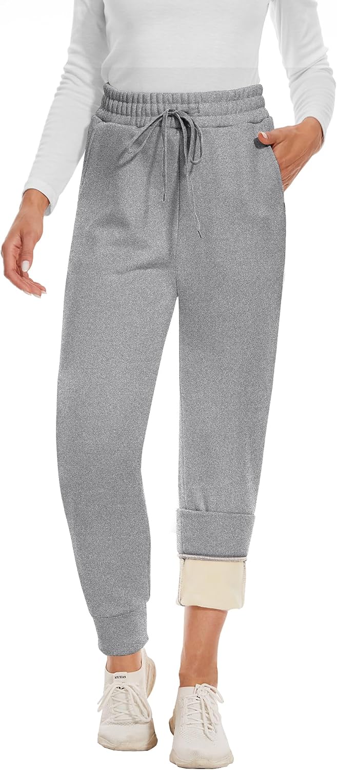 Thumbnail 6 de CAMPSNAIL Fleece-Lined Women's Joggers, High-Waisted with Pockets, Black