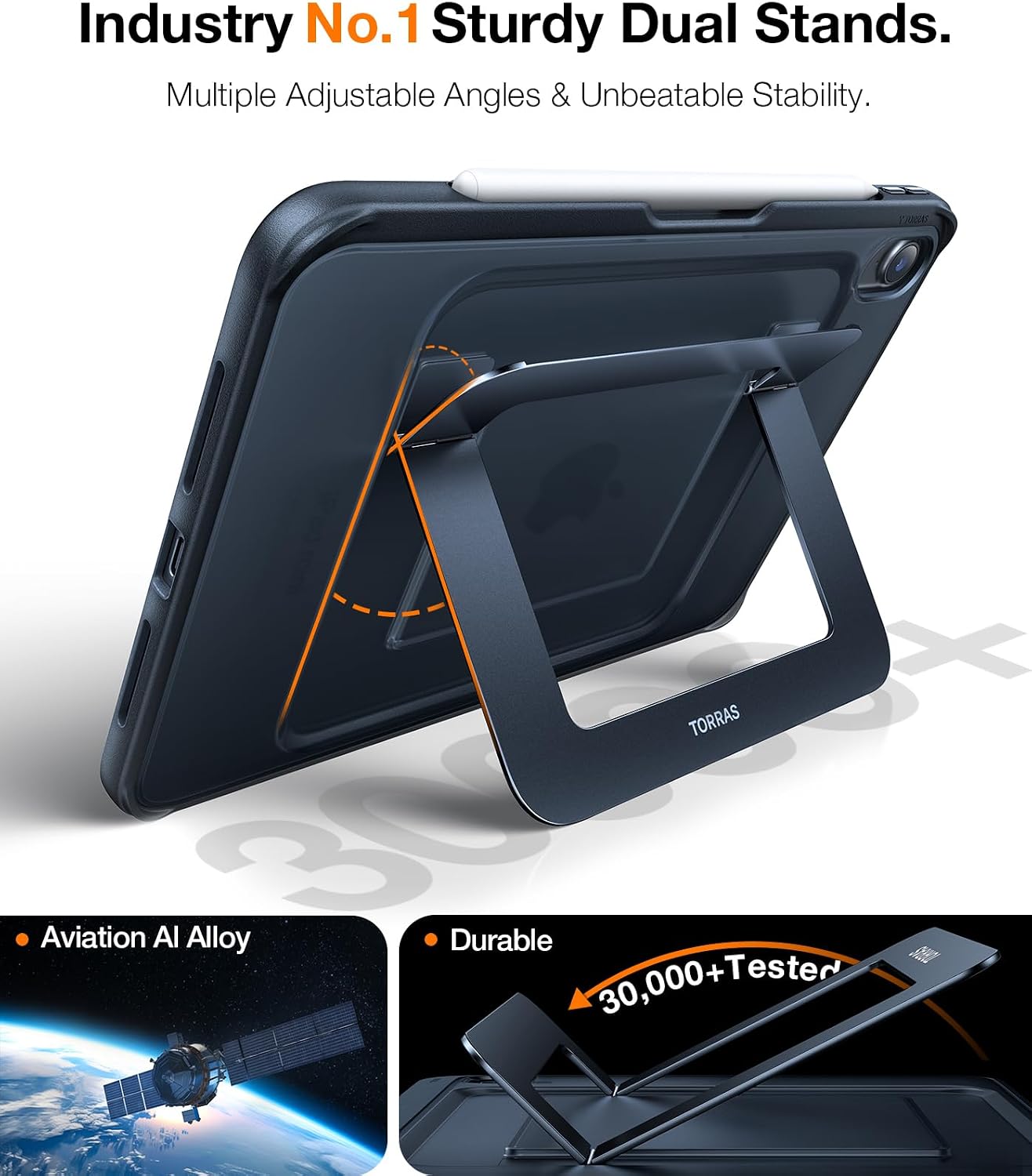 Thumbnail 2 de TORRAS Ostand K1 Guardian iPad Air 11-Inch Case with Dual Stand, Black