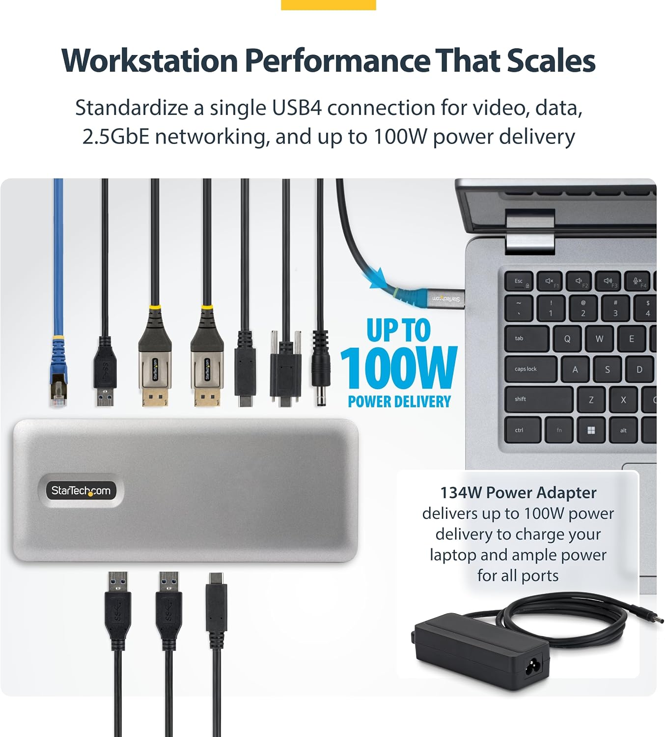 Detalle 1 de StarTech 208UE-USB4-DOCK USB4 Docking Station, dual 4K, 100W charging