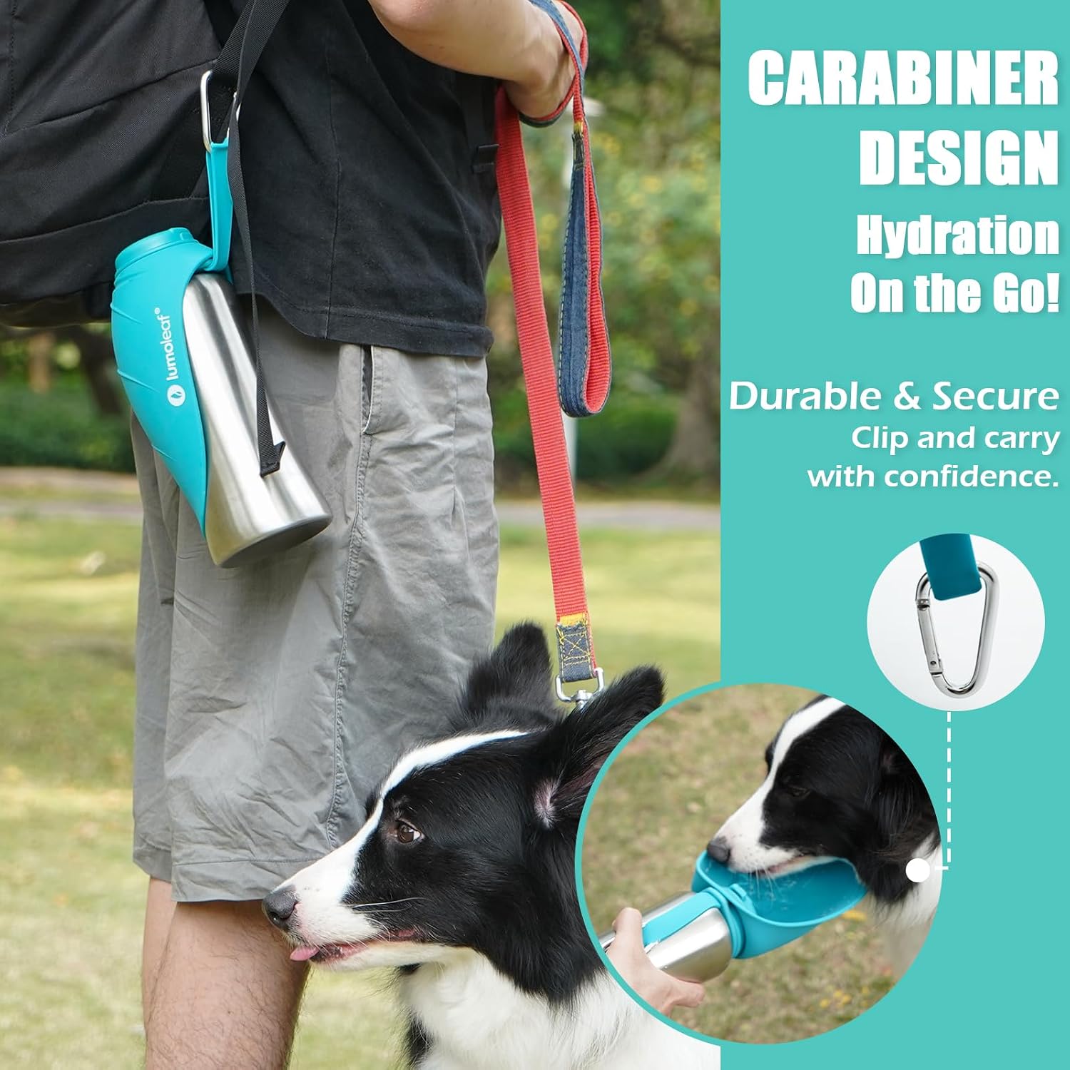 Detalle de LumoLeaf Portable Dog Water Bottle 800ml