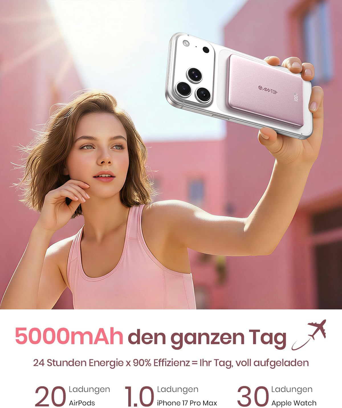 Thumbnail 6 de Ultra Slim Power Bank Magnetische von ADDTOP – 5000 mAh, 20 W Schnellladung, kabellos