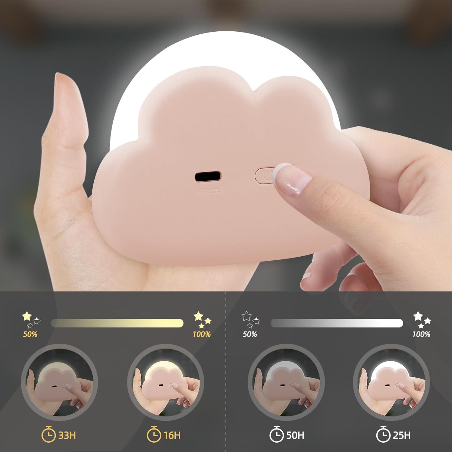 Thumbnail 1 de Annmore Baby Night Light Cloud: Rechargeable Nursery Lamp for Calmer Nights