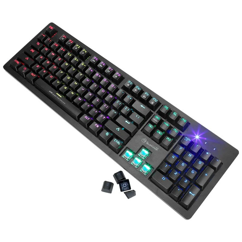 Detalle de Scorpion KG916SP: Teclado Mecánico Gaming RGB con Switch Blue, 104 teclas y retroiluminación arcoíris