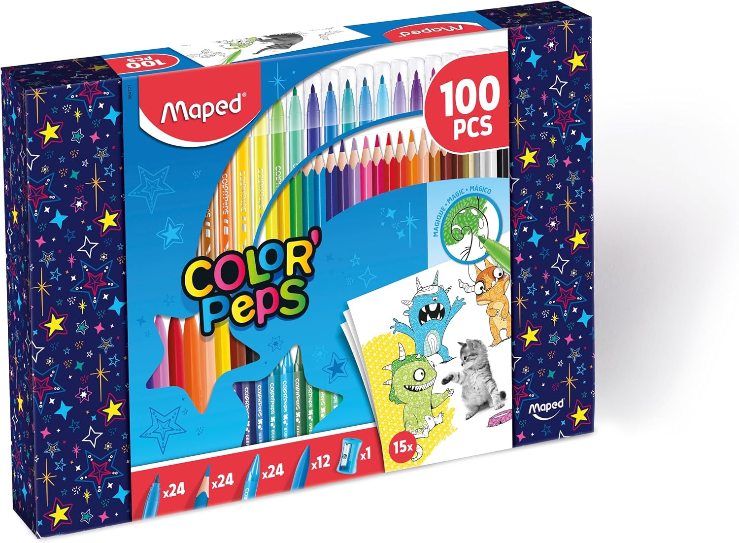 Detalle de Maped Kit Color’Peps 100 pcs – Ensemble de coloriage complet et portable