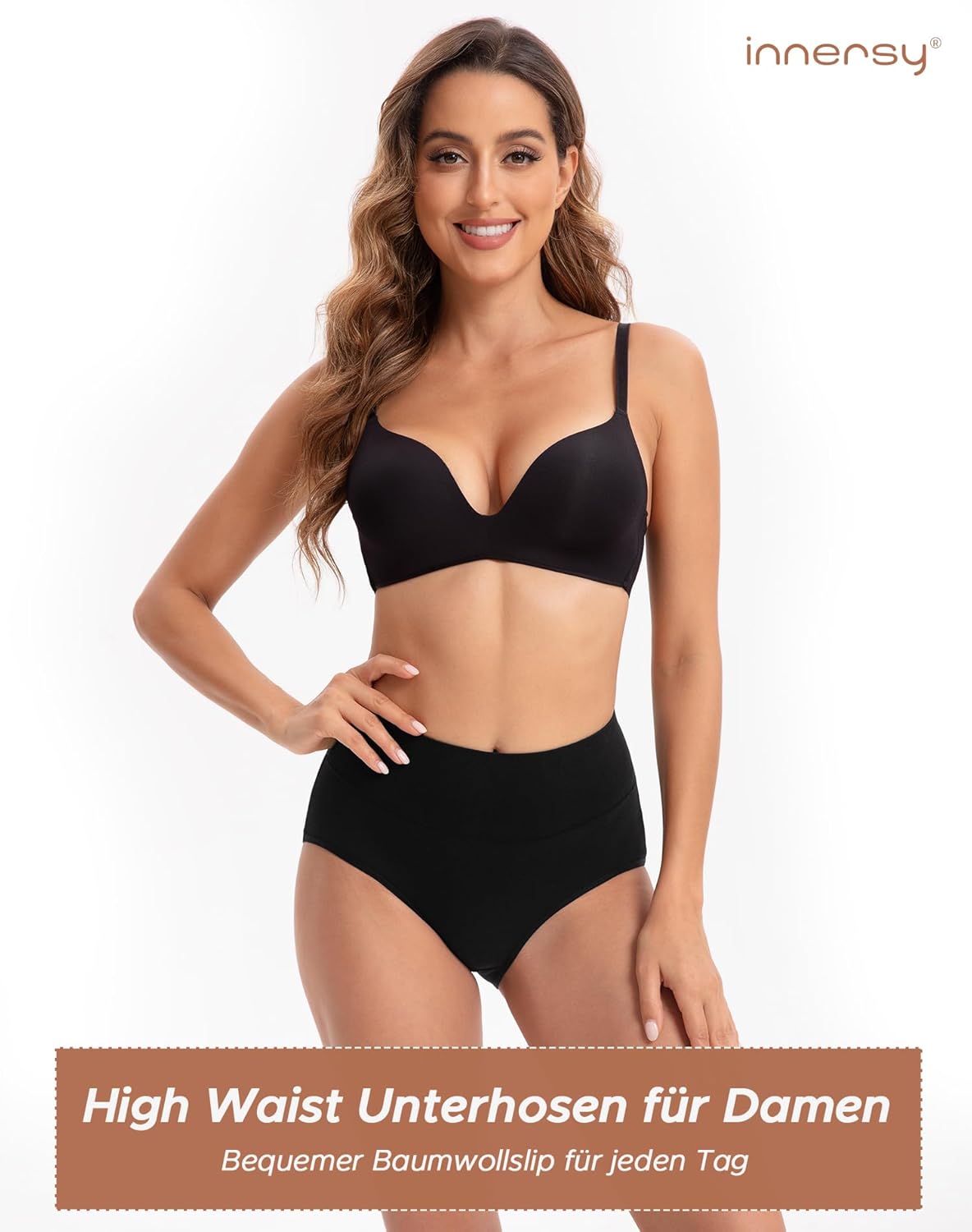 Thumbnail 1 de INNERSY Damen Slips aus Baumwolle mit Stretch, hohe Taille – 5er-Pack