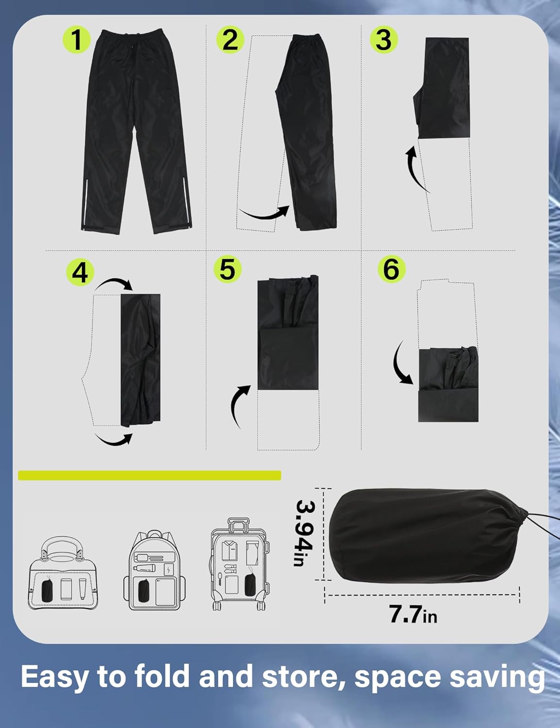 Thumbnail 4 de iCreek Men’s Packable Waterproof Rain Pants (5000mm, Lightweight) — Over Pants for Outdoor Use