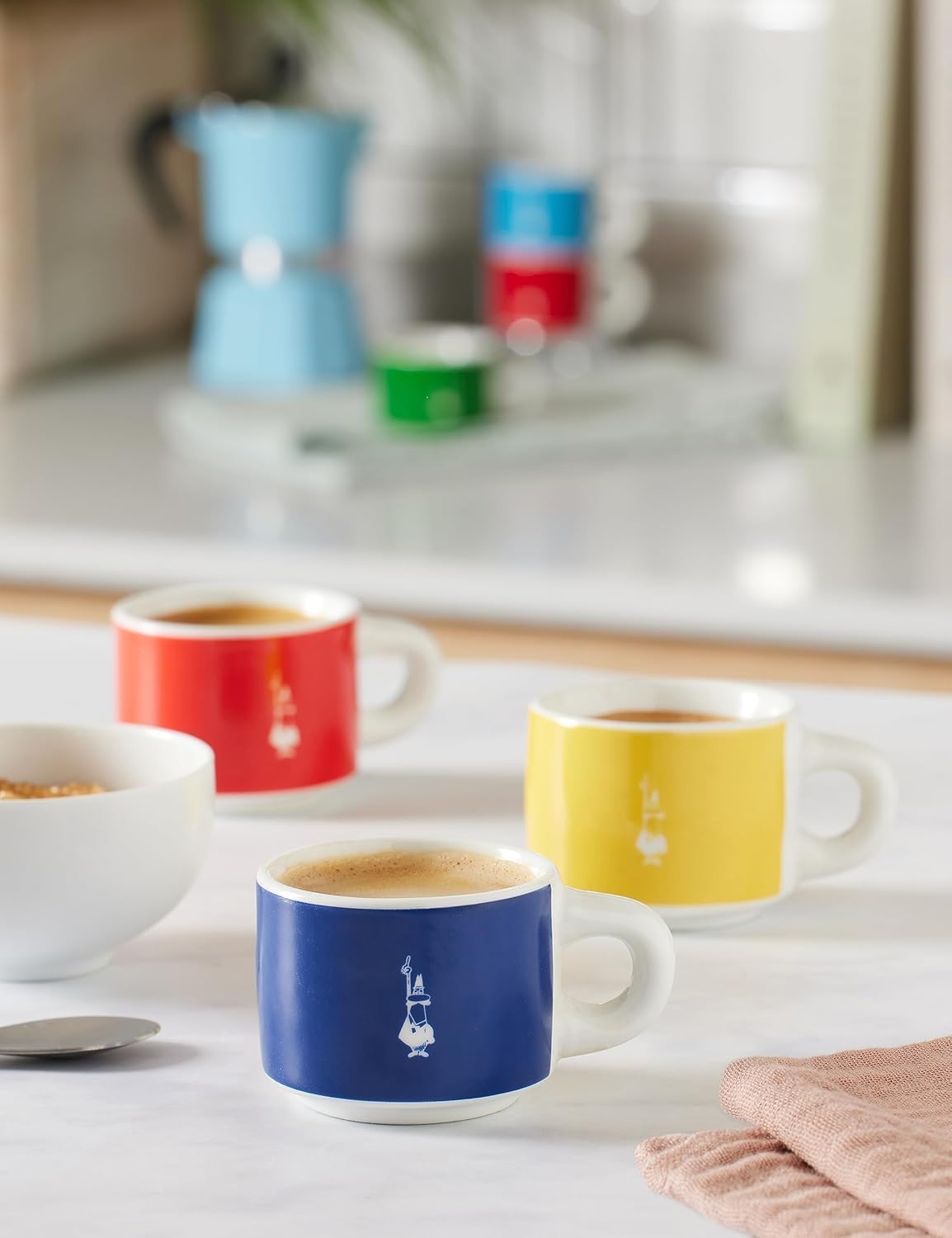 Detalle 2 de Bialetti Sei Tazzine Impilabili Multicolore in Porcellana – 6 tazze impilabili