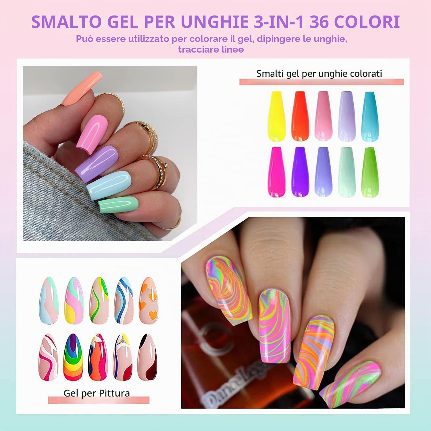 Detalle de GOFLORDEN Smalto Unghie UV/LED semipermanente 36 colori (38 pz) per nail art