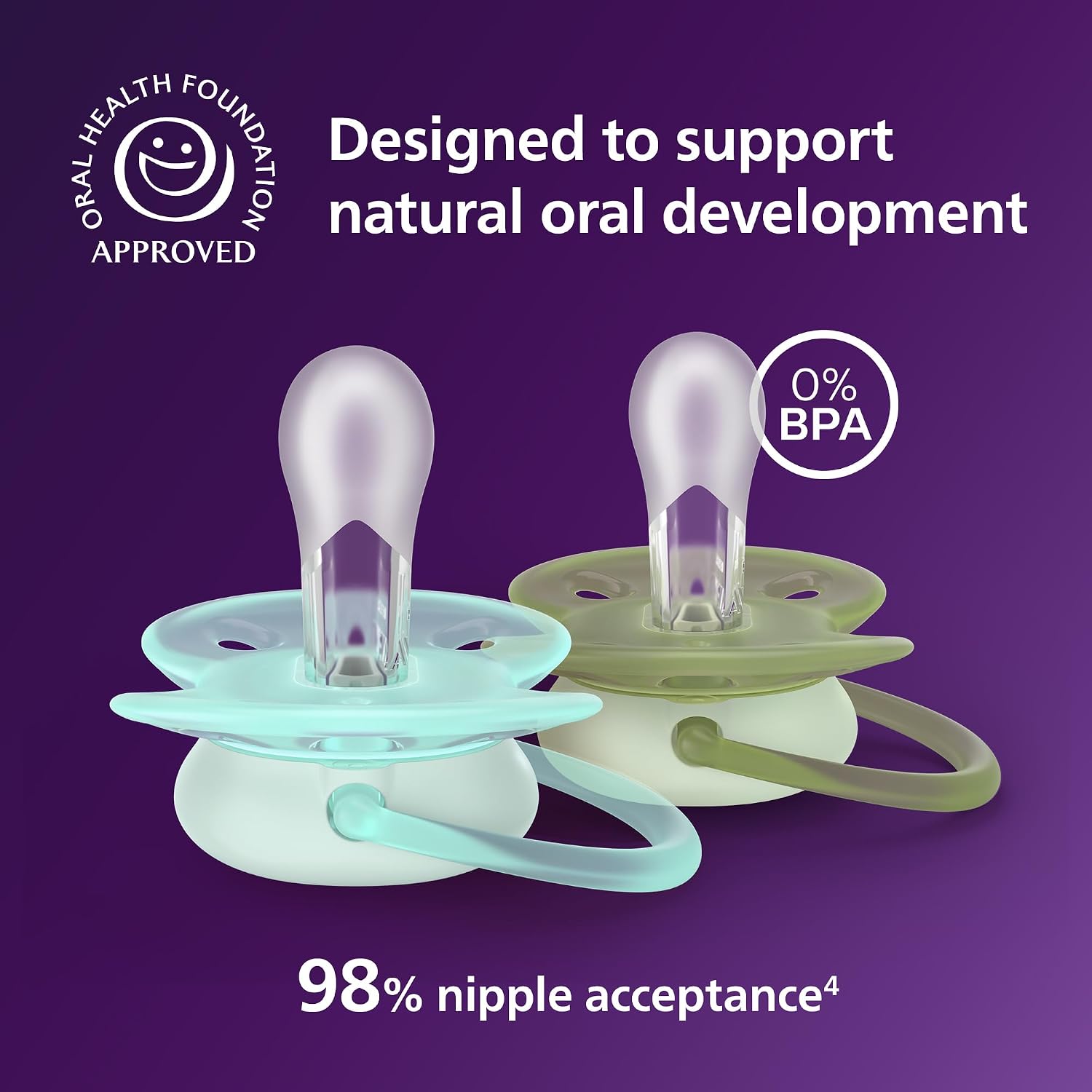 Detalle de Philips Avent SCF094/09 ウルトラソフトおしゃぶり 0-6か月 昼夜セット、蓄光キャップ付き
