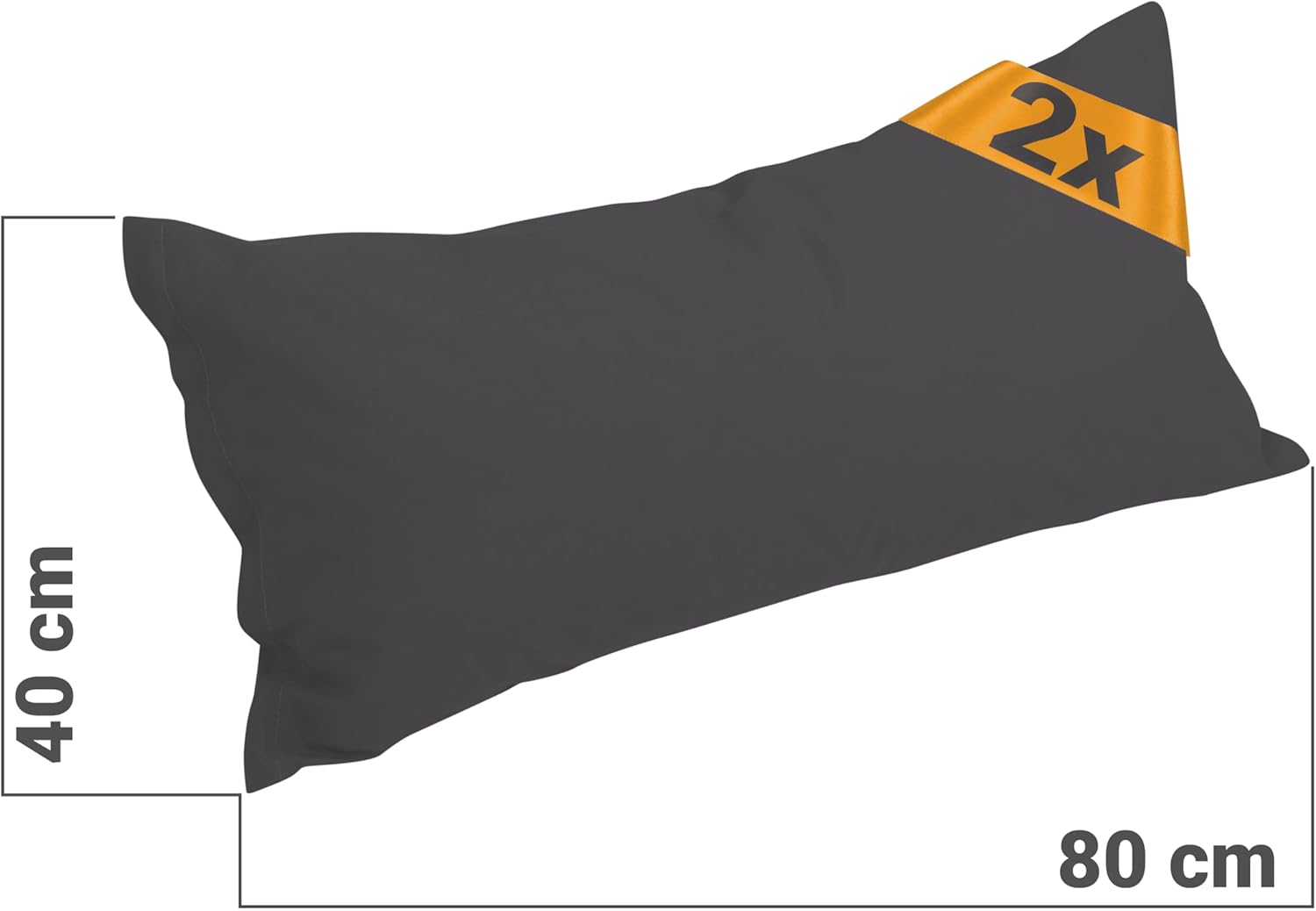 Thumbnail 2 de Housse Coussin 40x80 Unie – Lot de 2 Npluseins en coton Stone, 40x80 cm
