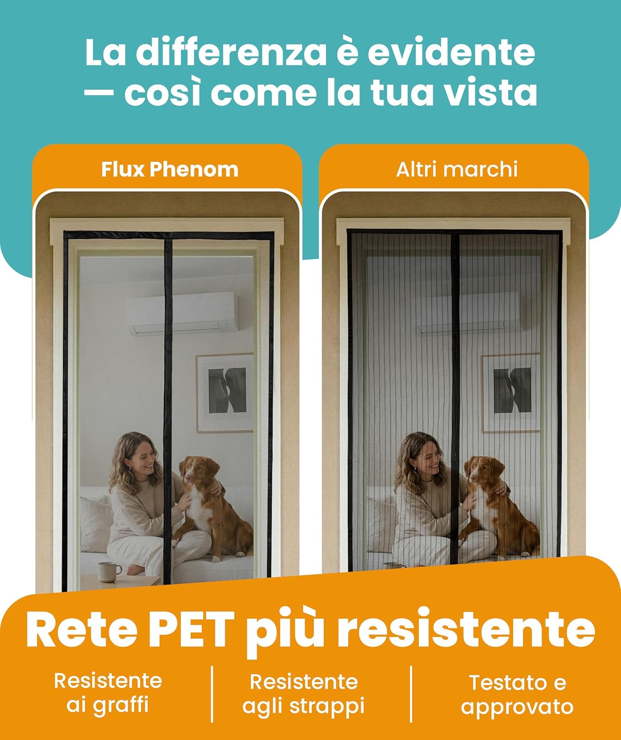 Thumbnail 5 de Flux Phenom Zanzariera Magnetica per Porta Finestra – Rete Trasparente a Trama Fine, 110x220 cm