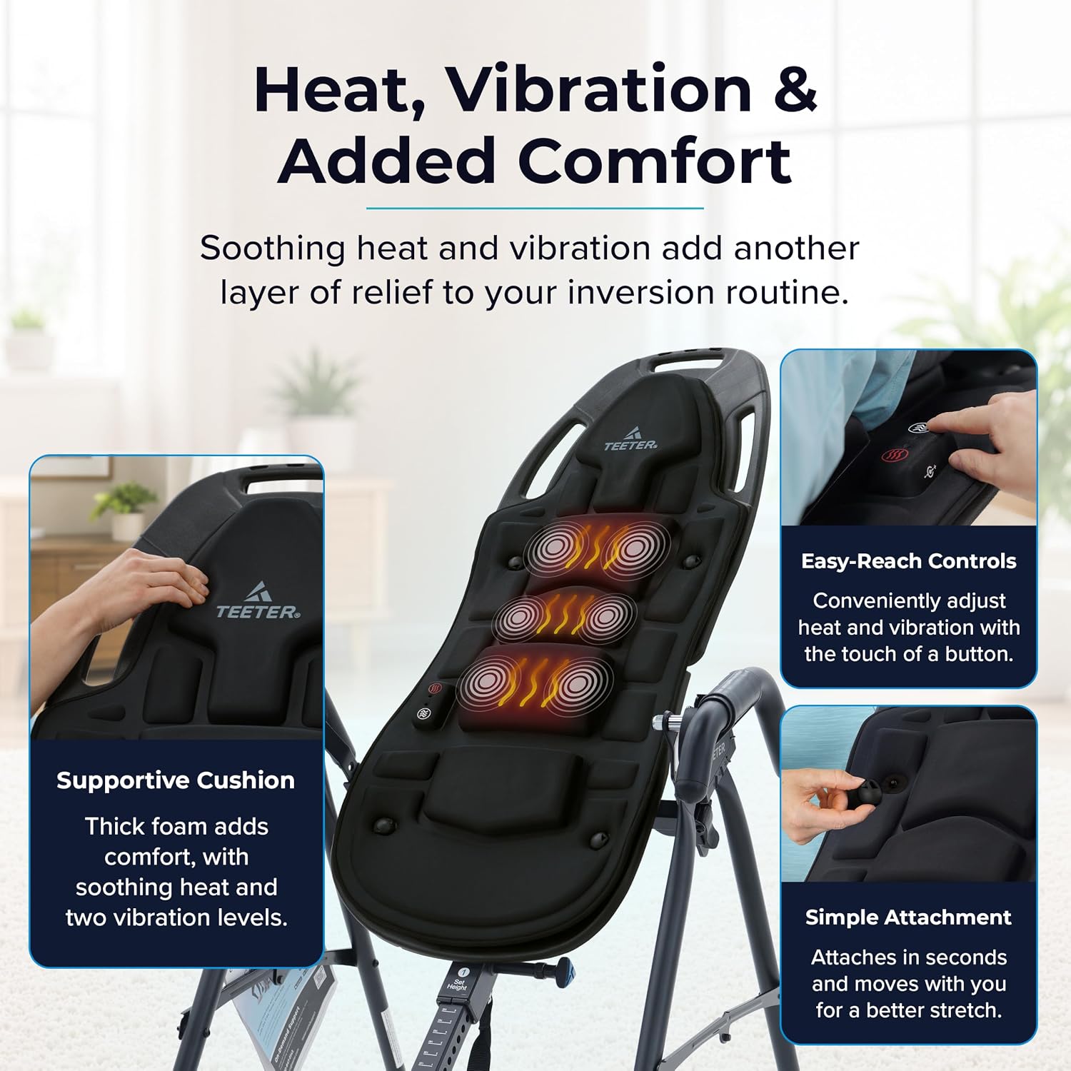 Detalle de TEETER EP-560 Inversion Table with Heat and Vibration Cushion, 300 lb Capacity