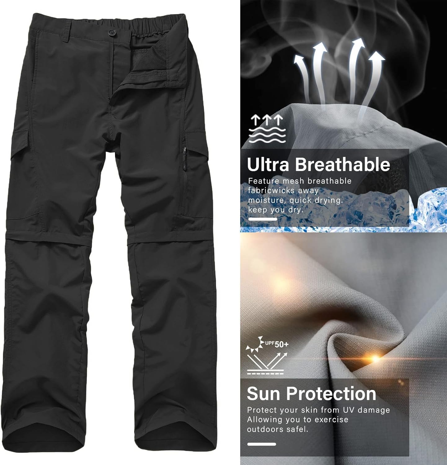 Thumbnail 5 de Jessie Kidden Hiking Trousers for Men | Quick Dry Convertible Lightweight, Breathable & Water-Repellent Cargo Pants